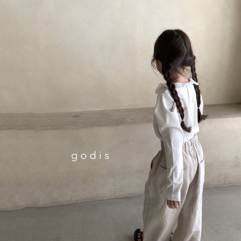 Girls White Ruffled Cotton T-Shirt