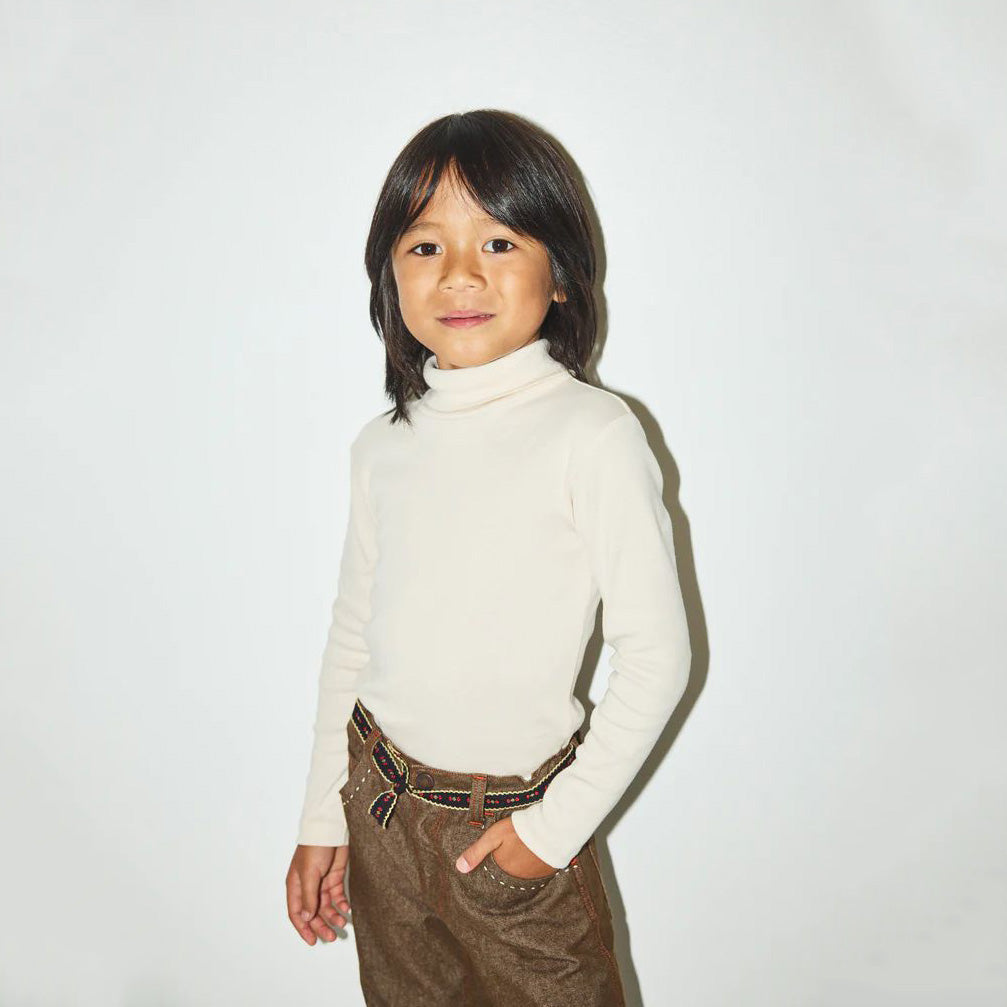 Boys & Girls Cream Cotton Turtleneck