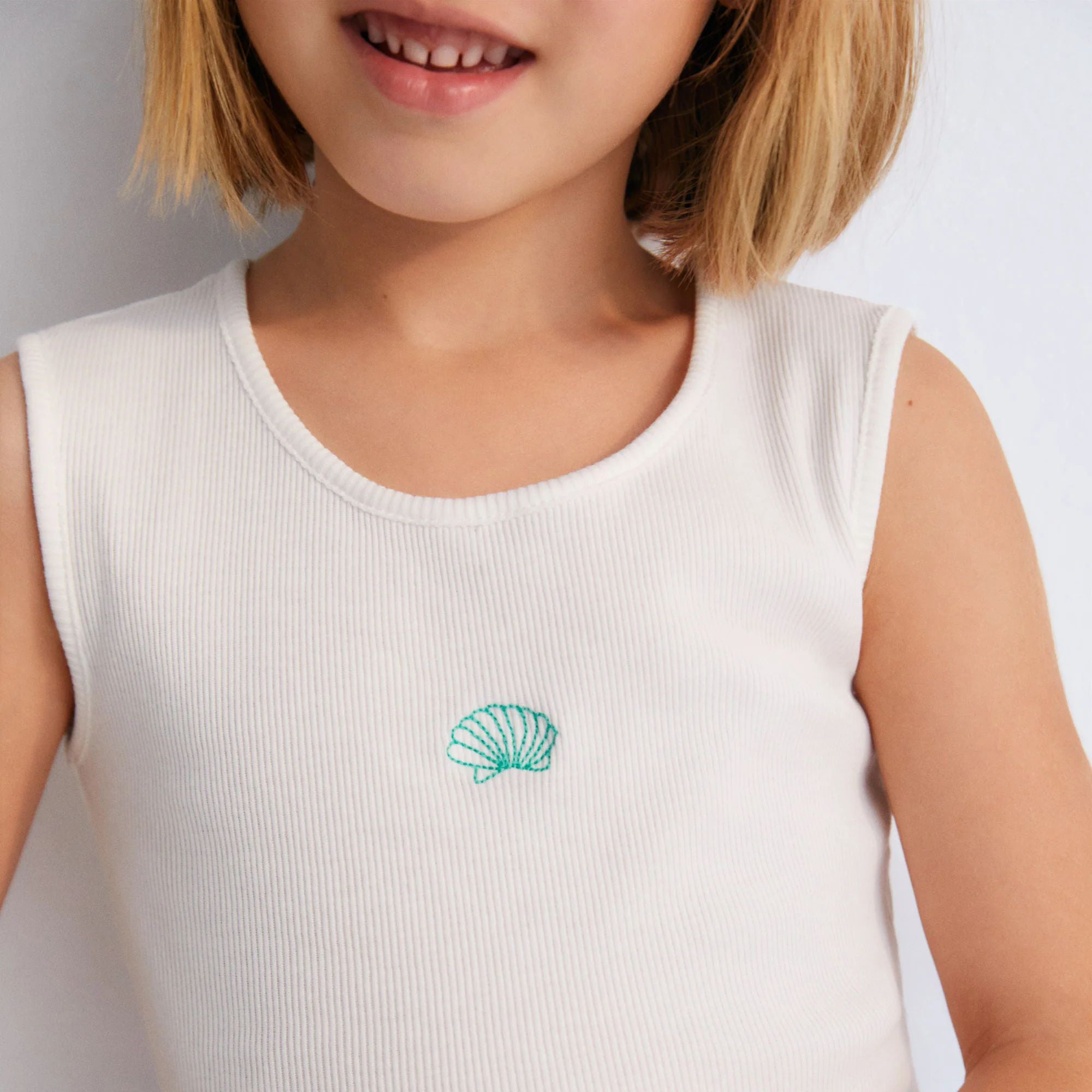 Girls White Cotton Vest