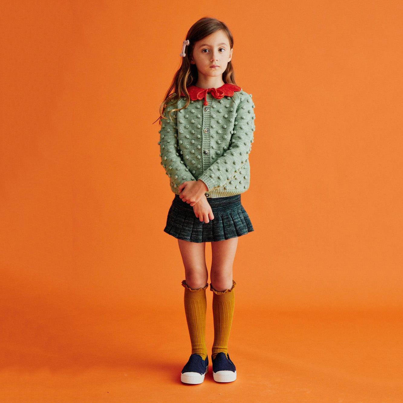 Girls Red Wool Flower Collar