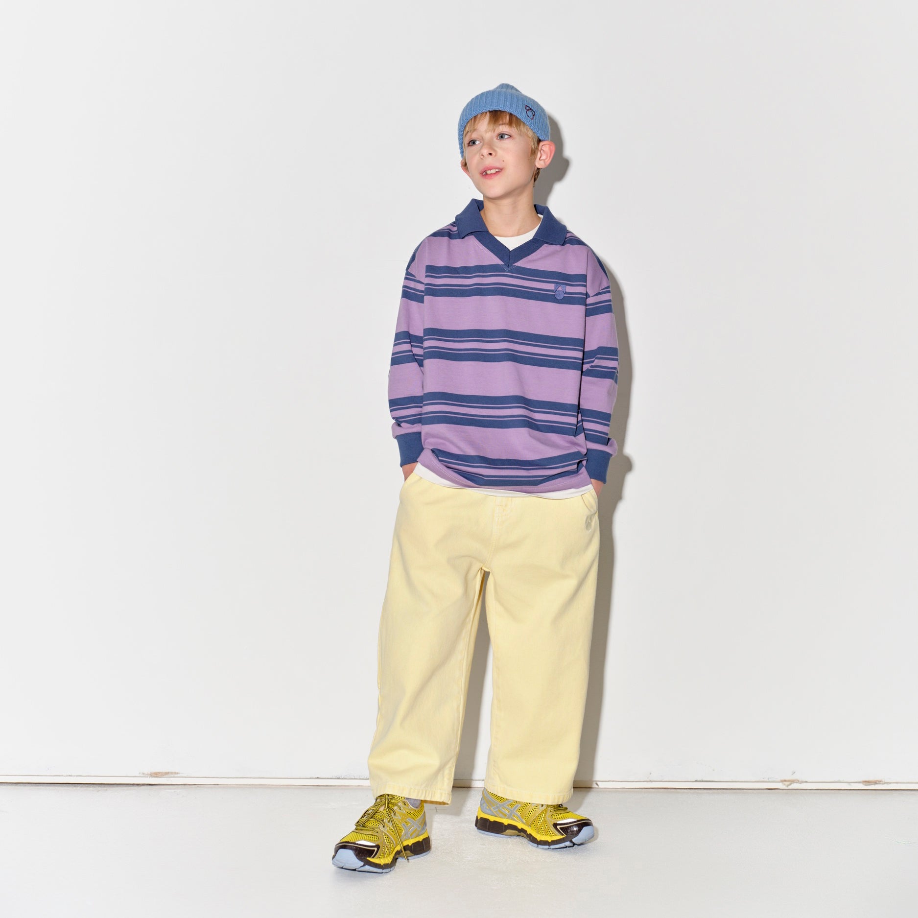 Boys & Girls Purple Stripes Cotton Polo Shirt