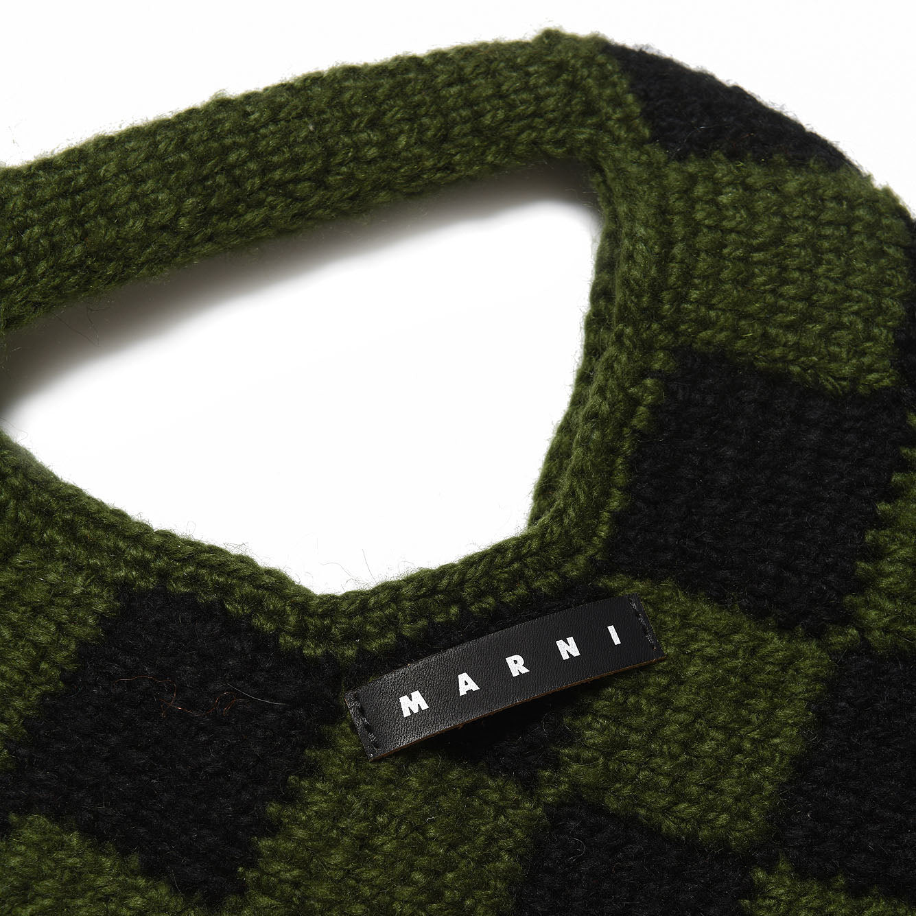 Girls Green Check Crochet Handbag
