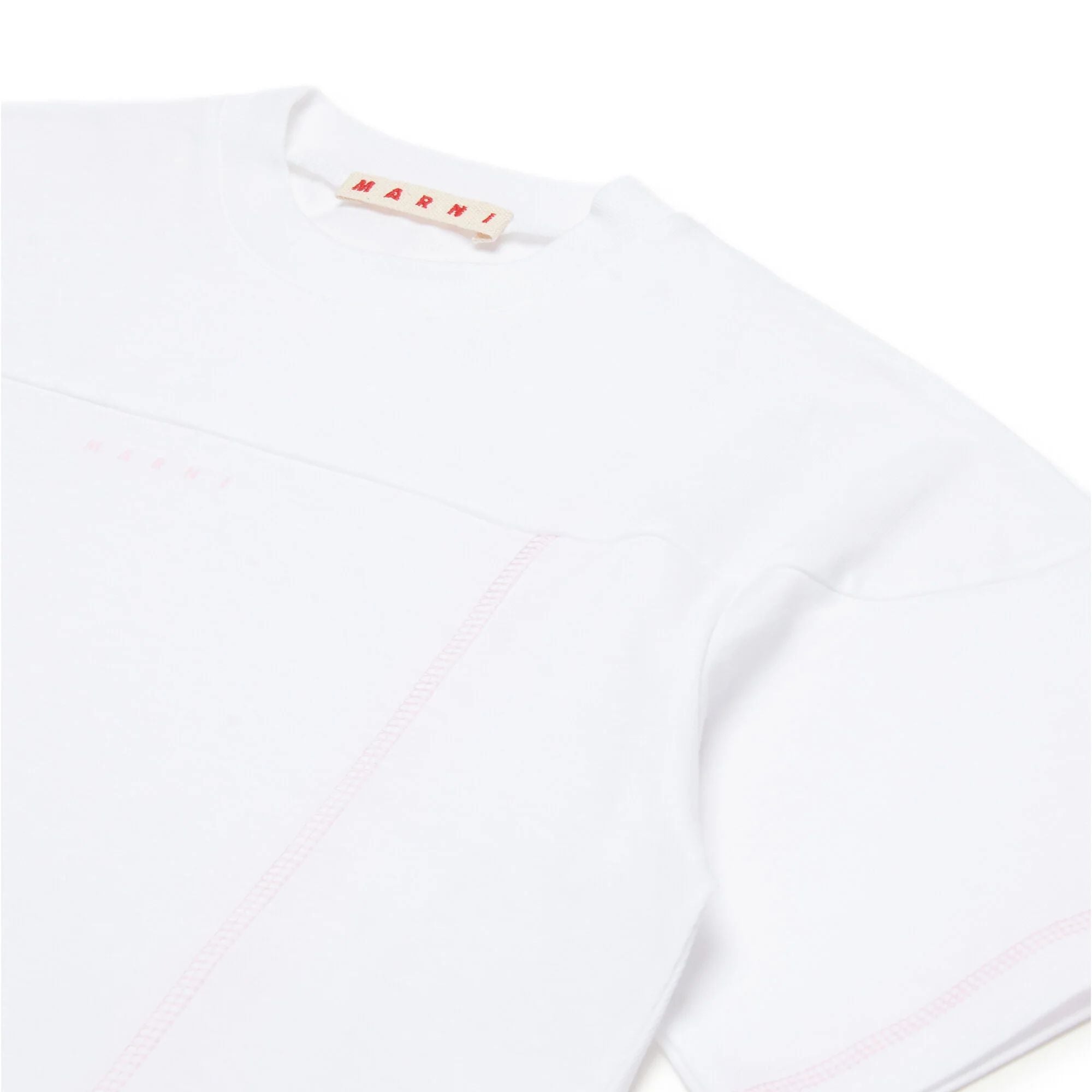 Girls White Cropped Cotton T-Shirt