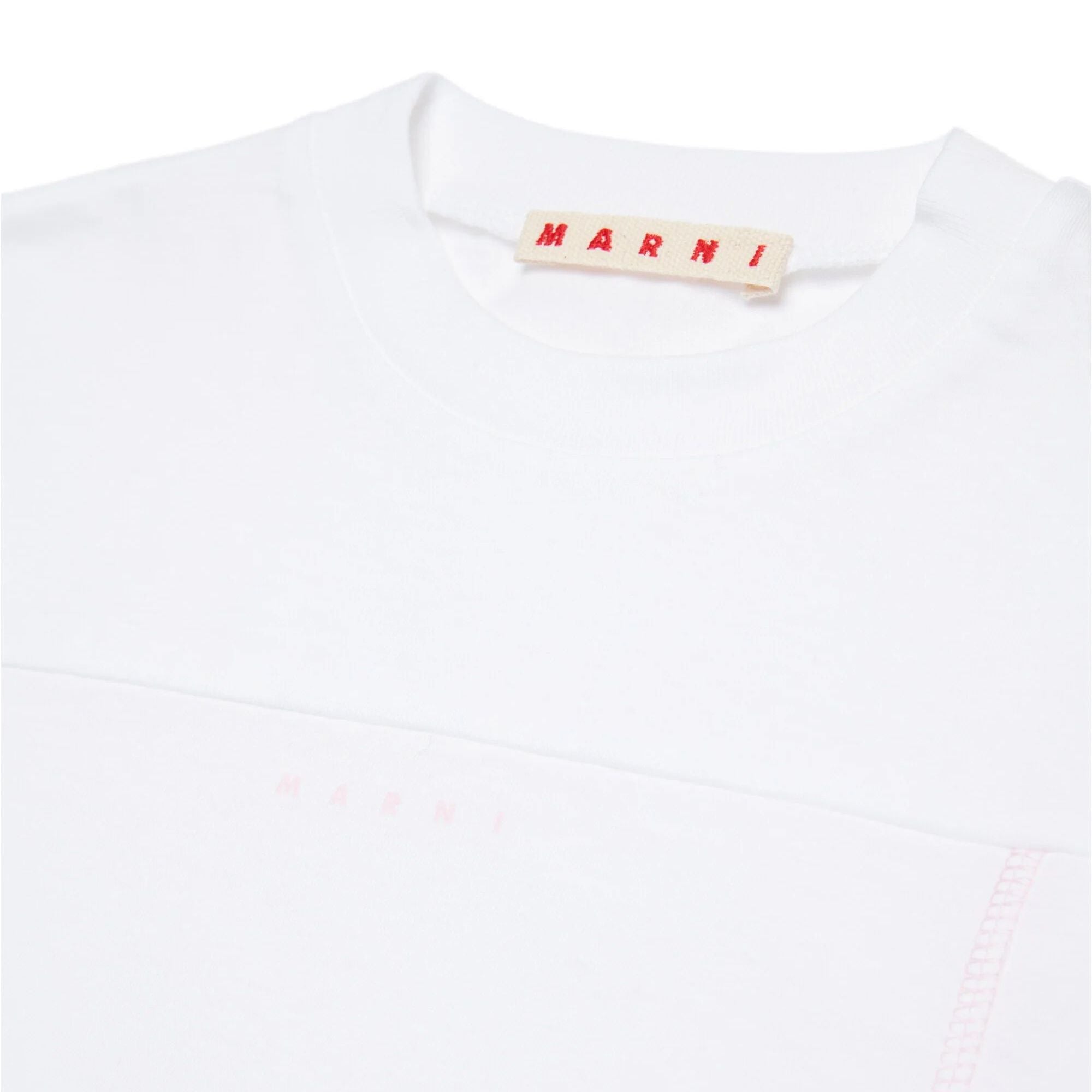 Girls White Cropped Cotton T-Shirt