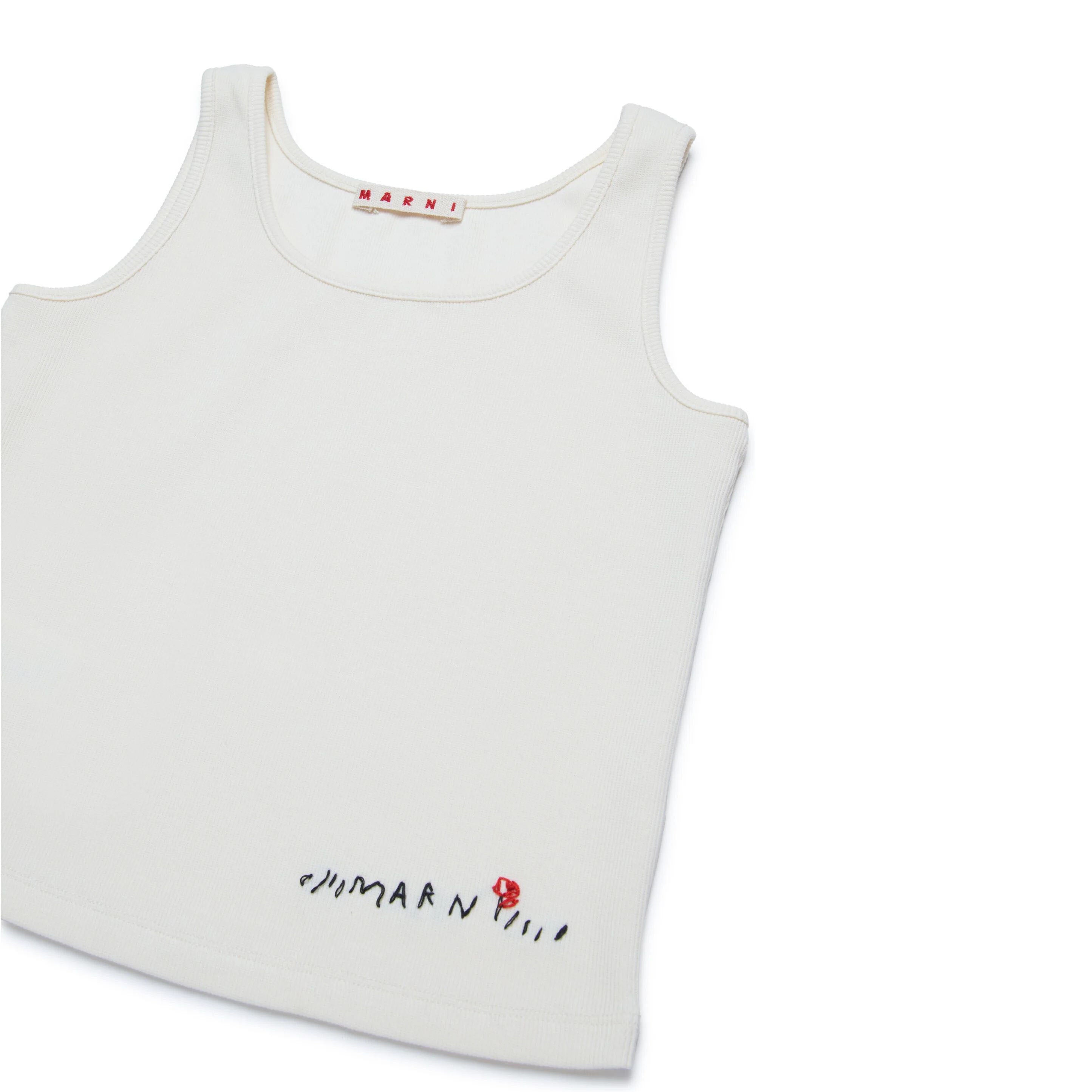 Girls White Logo Cotton Vest