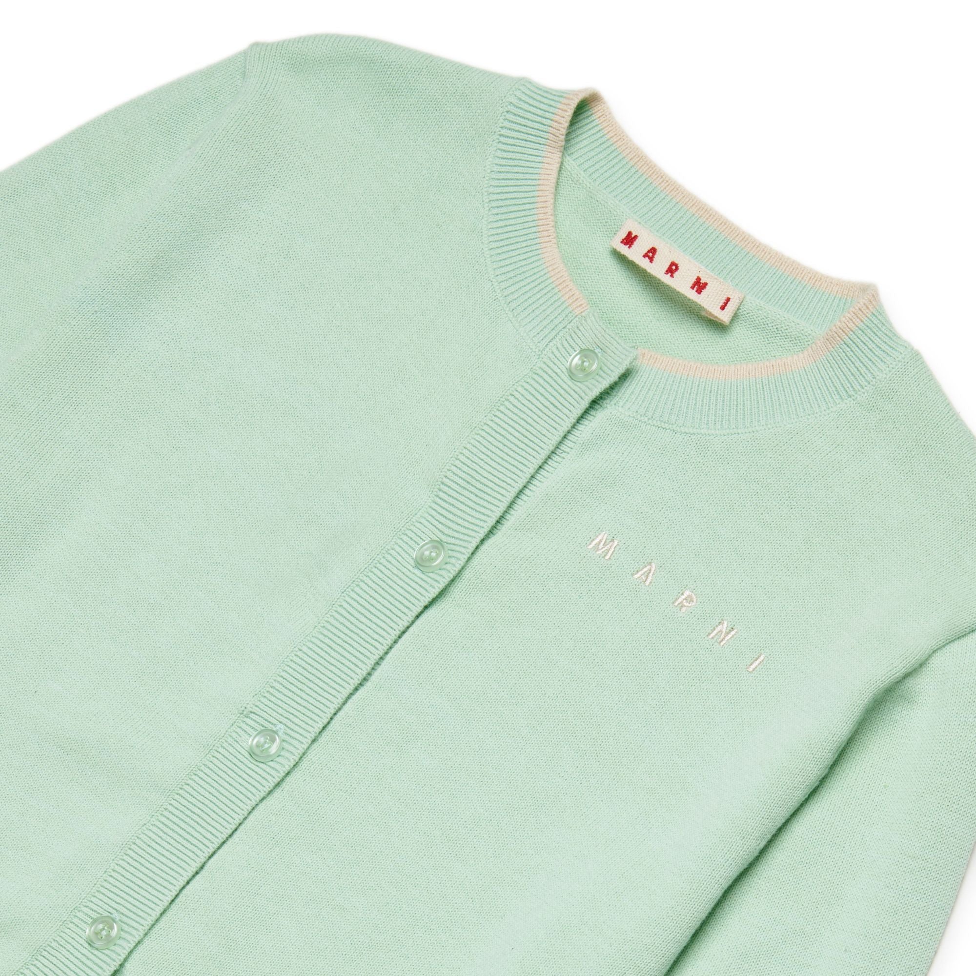 Girls Light Green Cotton Knit Cardigan