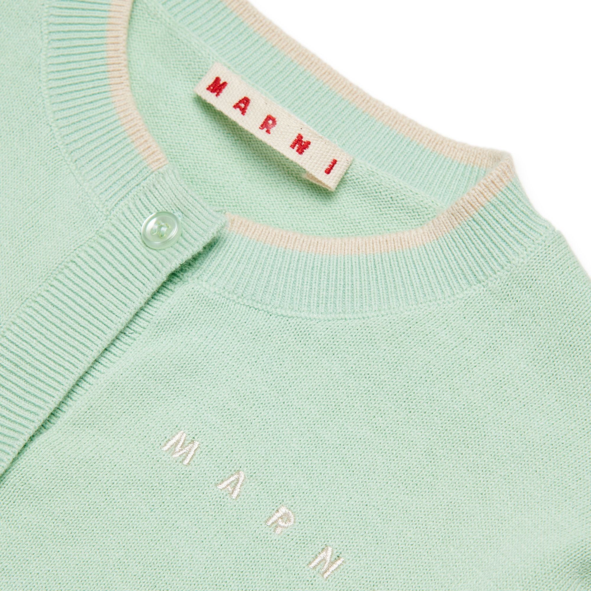 Girls Light Green Cotton Knit Cardigan