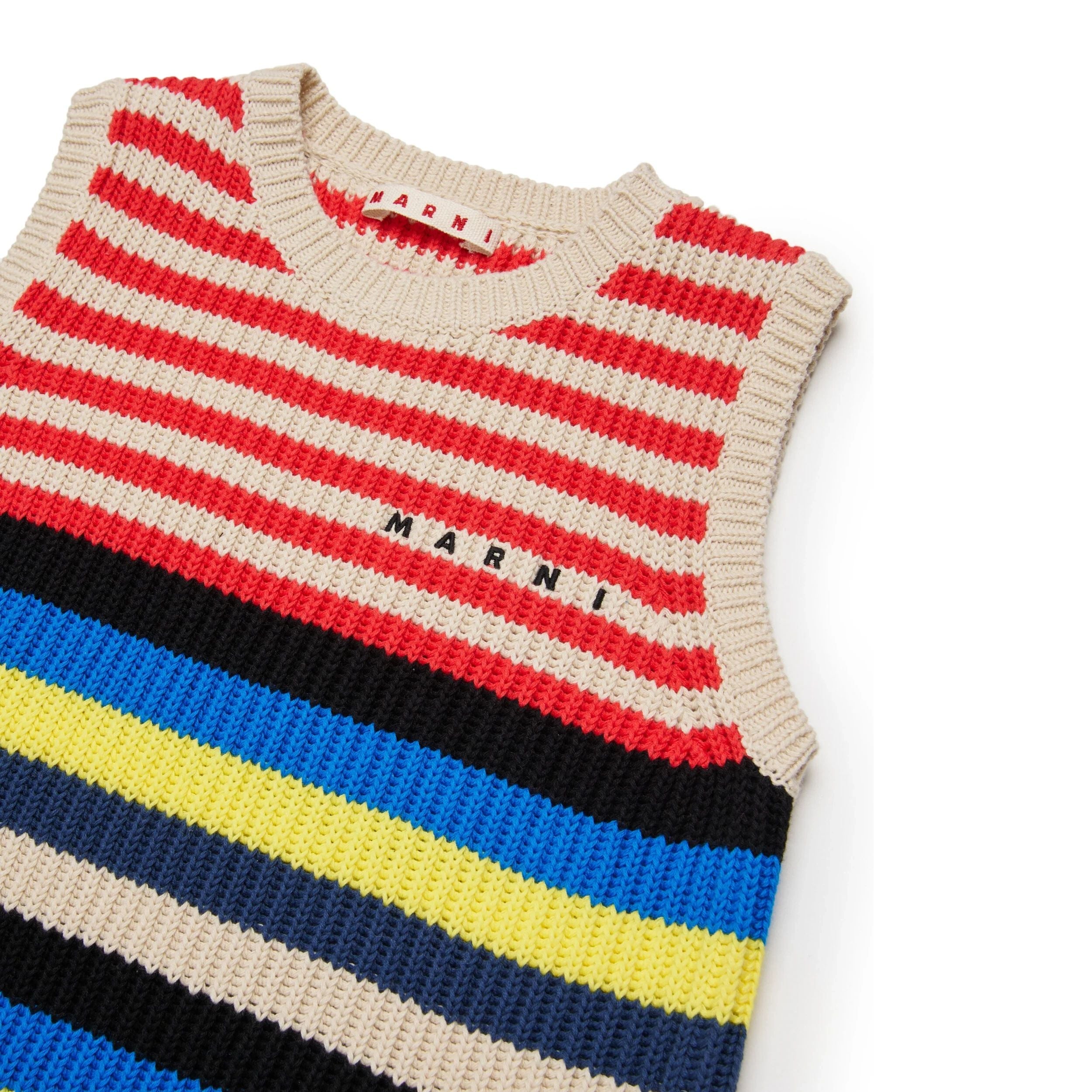 Girls Multicolor Stripes Cotton Knit Dress