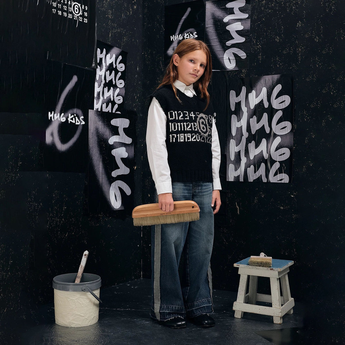 Boys & Girls Black Logo Wool Vest