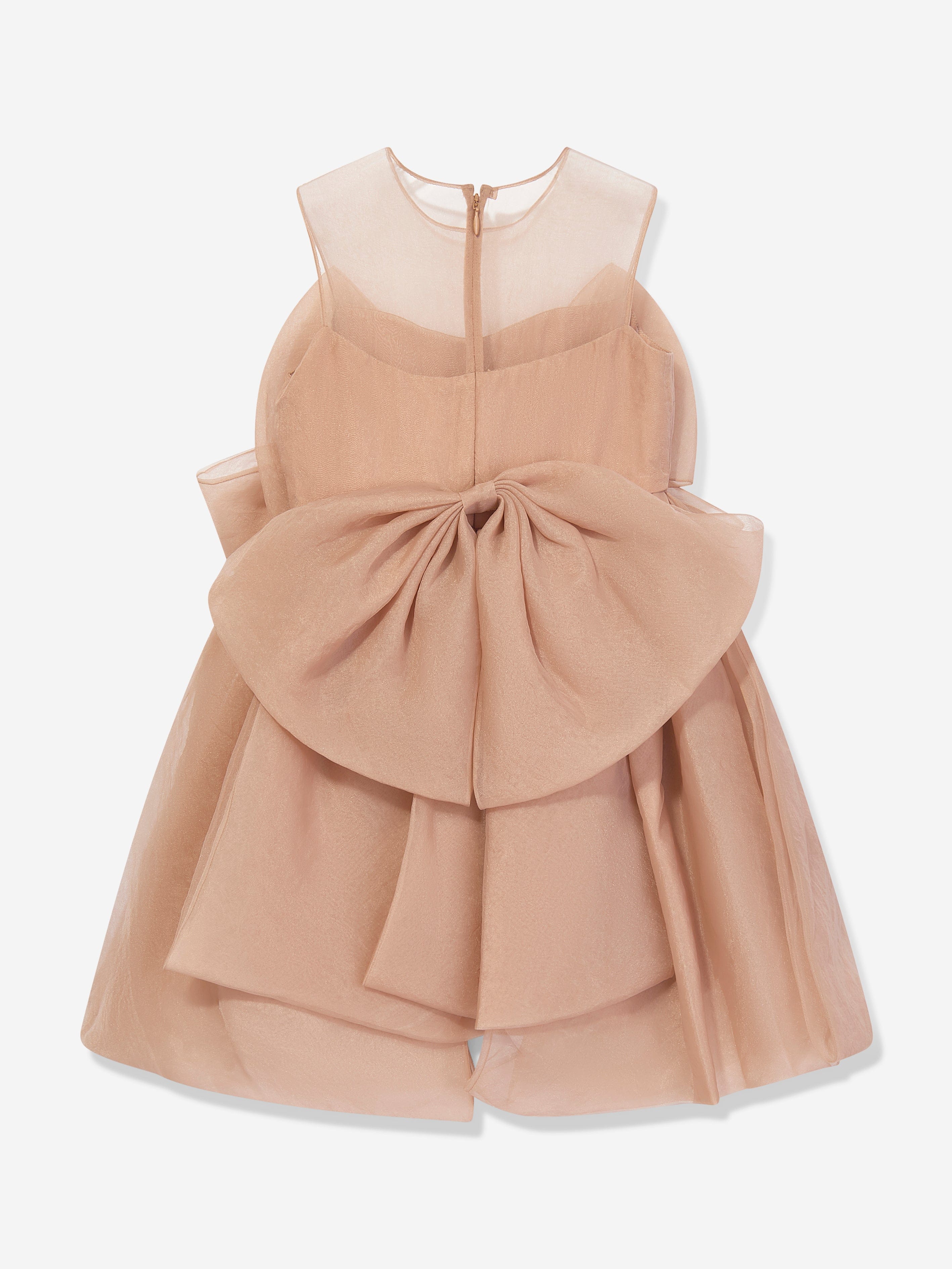 Girls Linette Ruffle Bow Dress in Pink