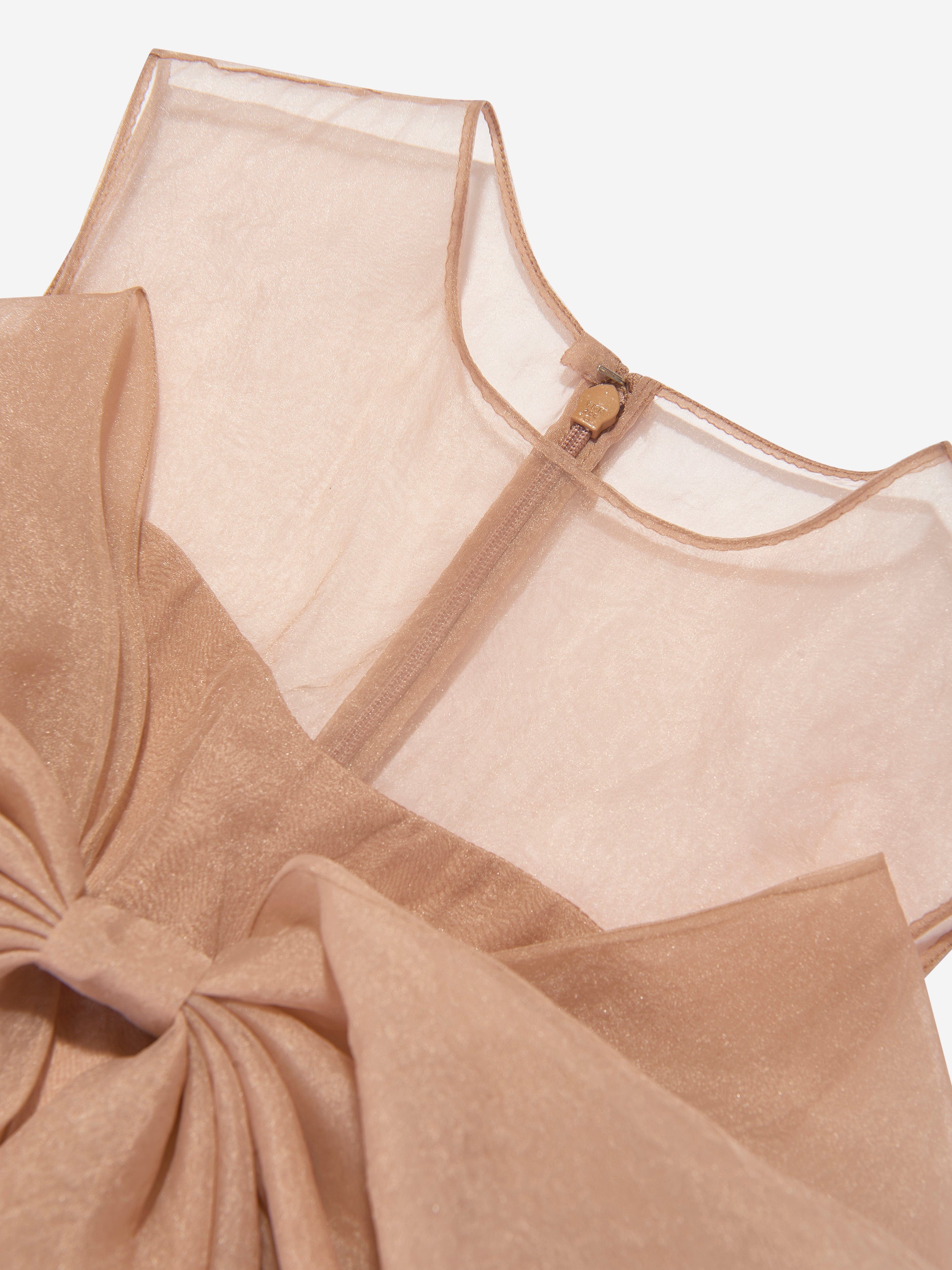 Girls Linette Ruffle Bow Dress in Pink