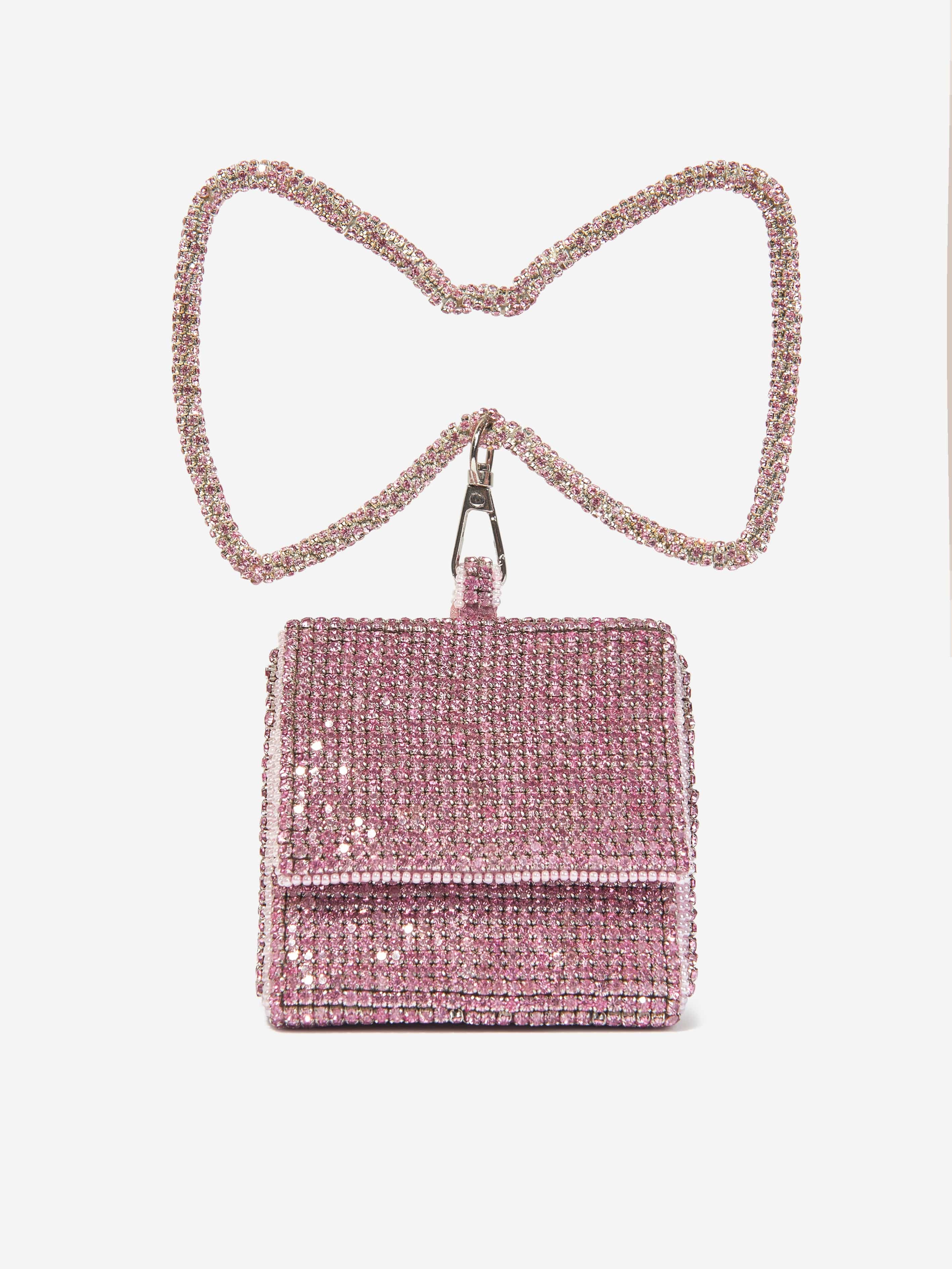 Girls Rhinestone Bow Bag in Pink (12.5cm)