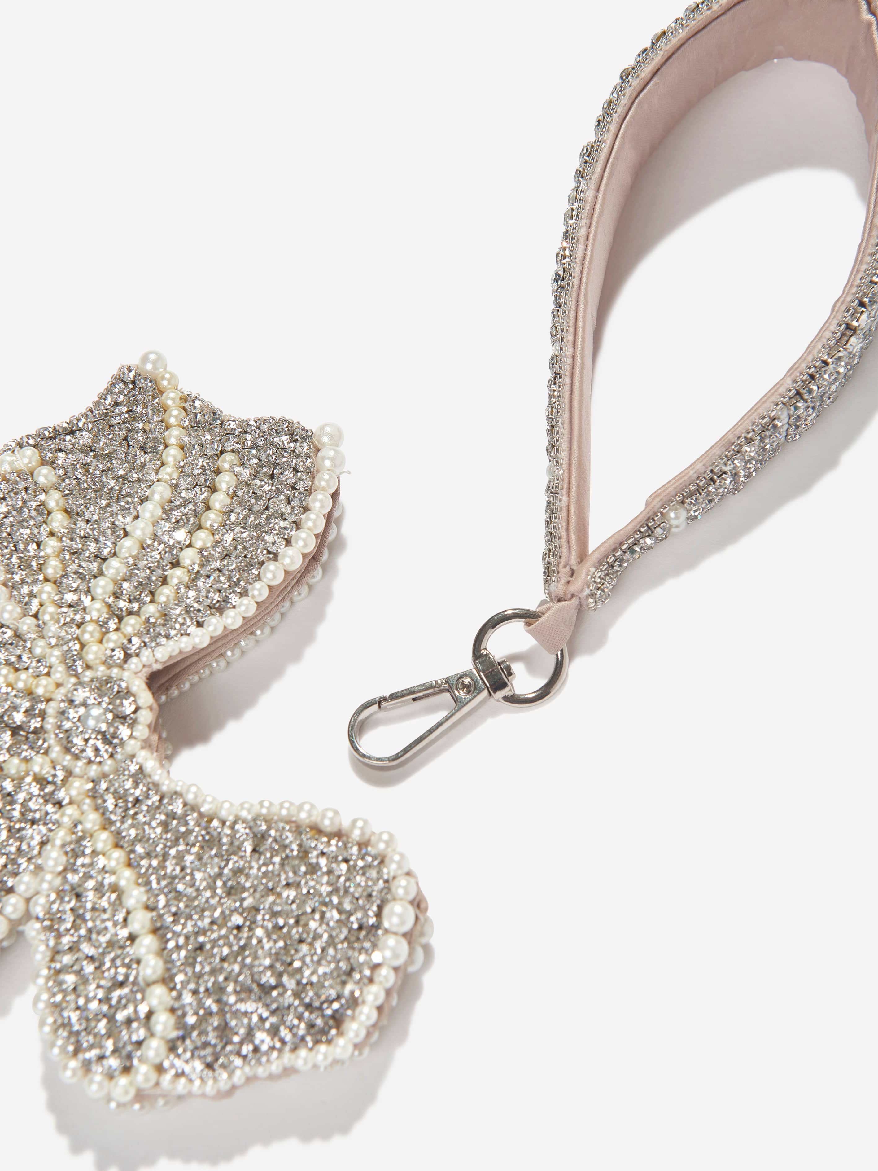 Girls Rhinestone Bow Bag in Silver (12.5cm)