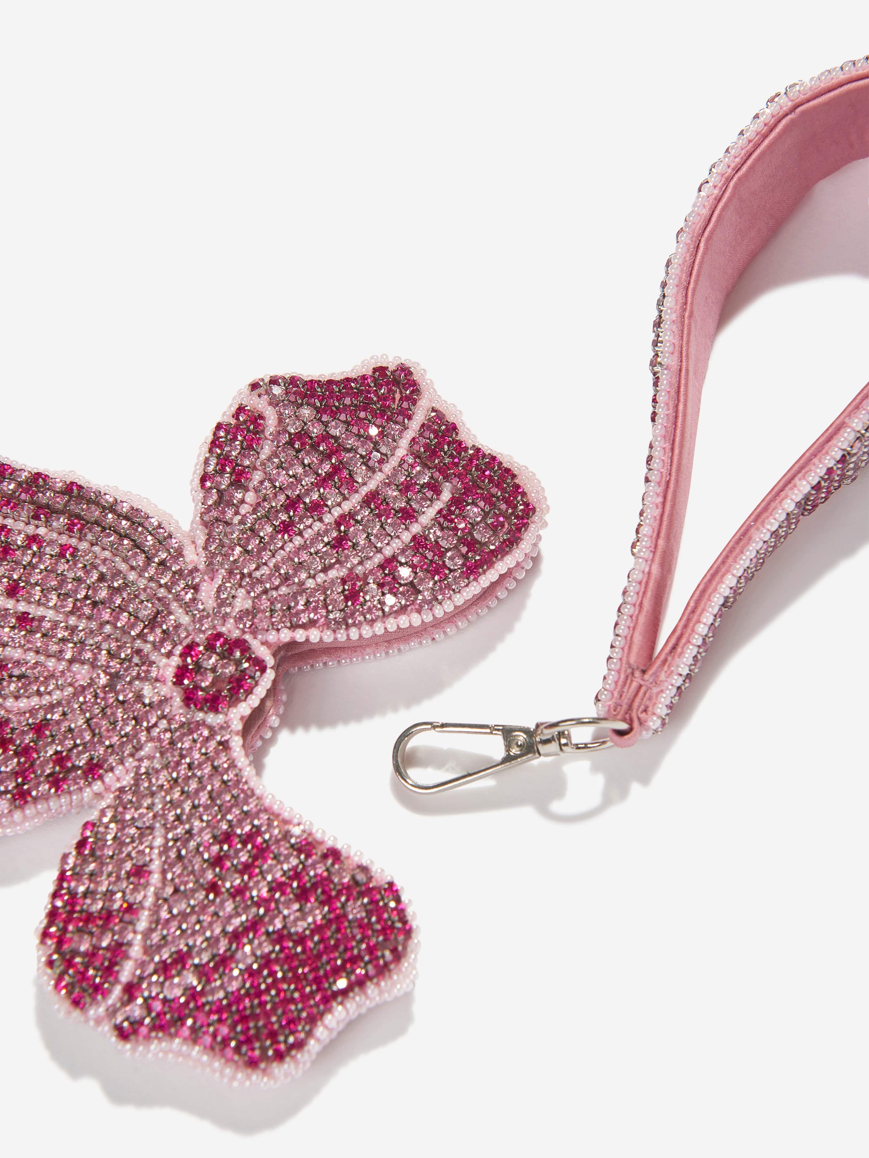 Girls Crystal Embellished Bow Bag in Silver
