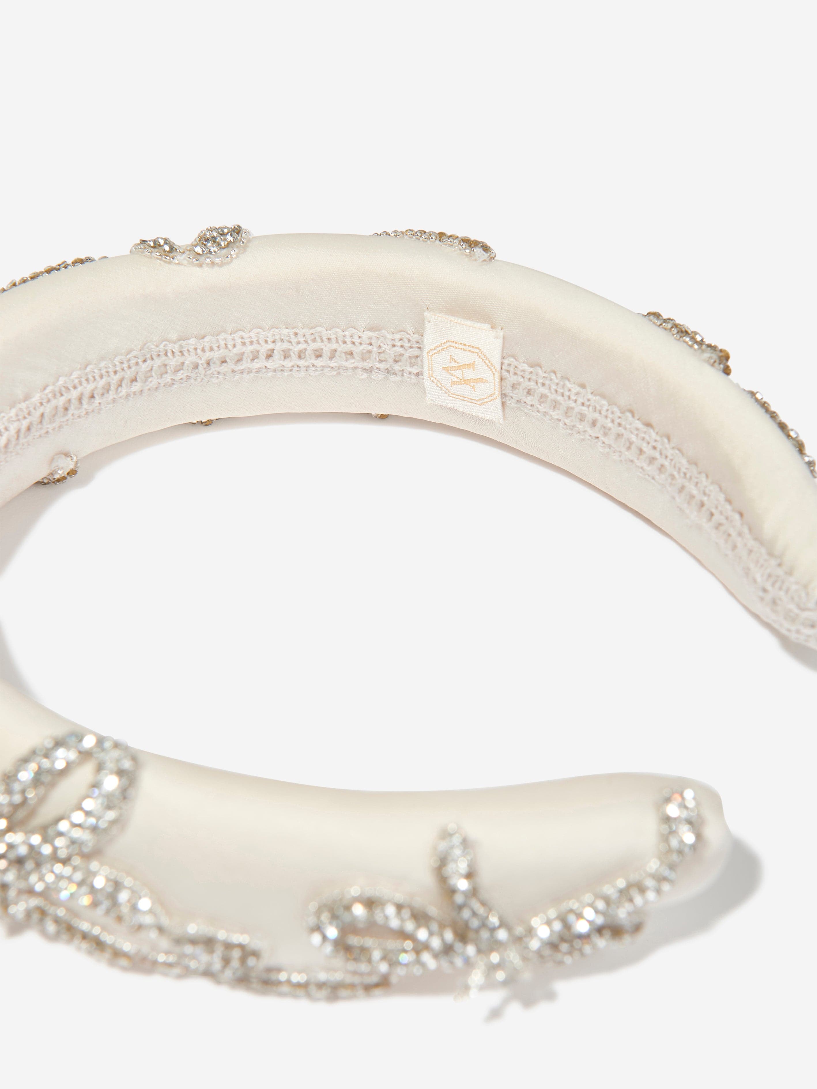 Girls Embellished Headband in Ivory
