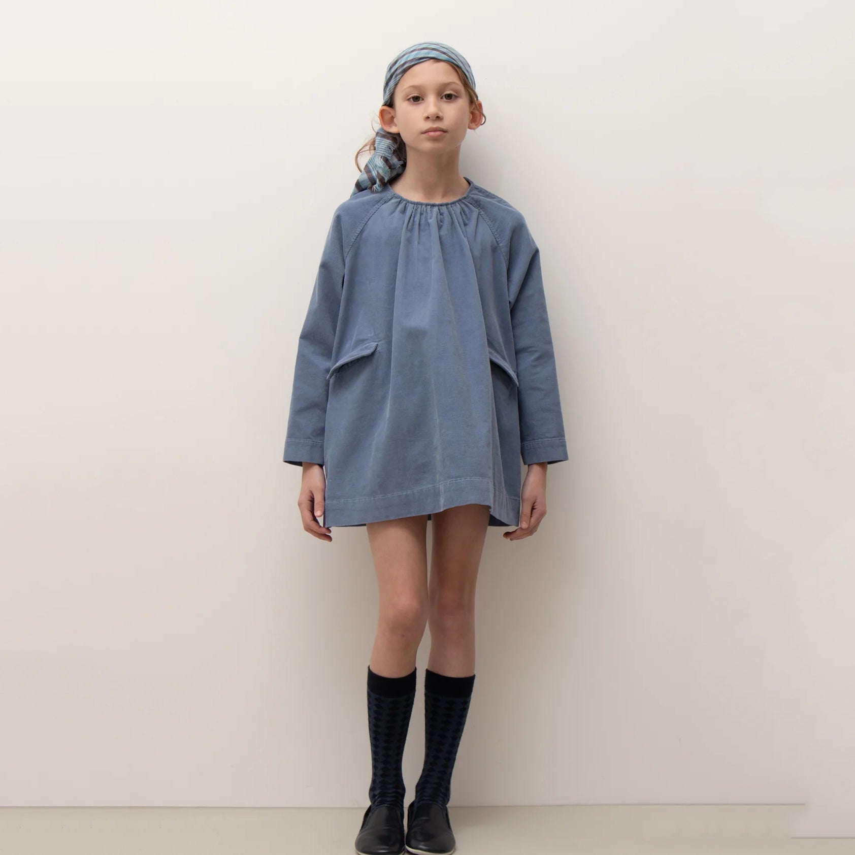 Girls Blue Corduroy Dress