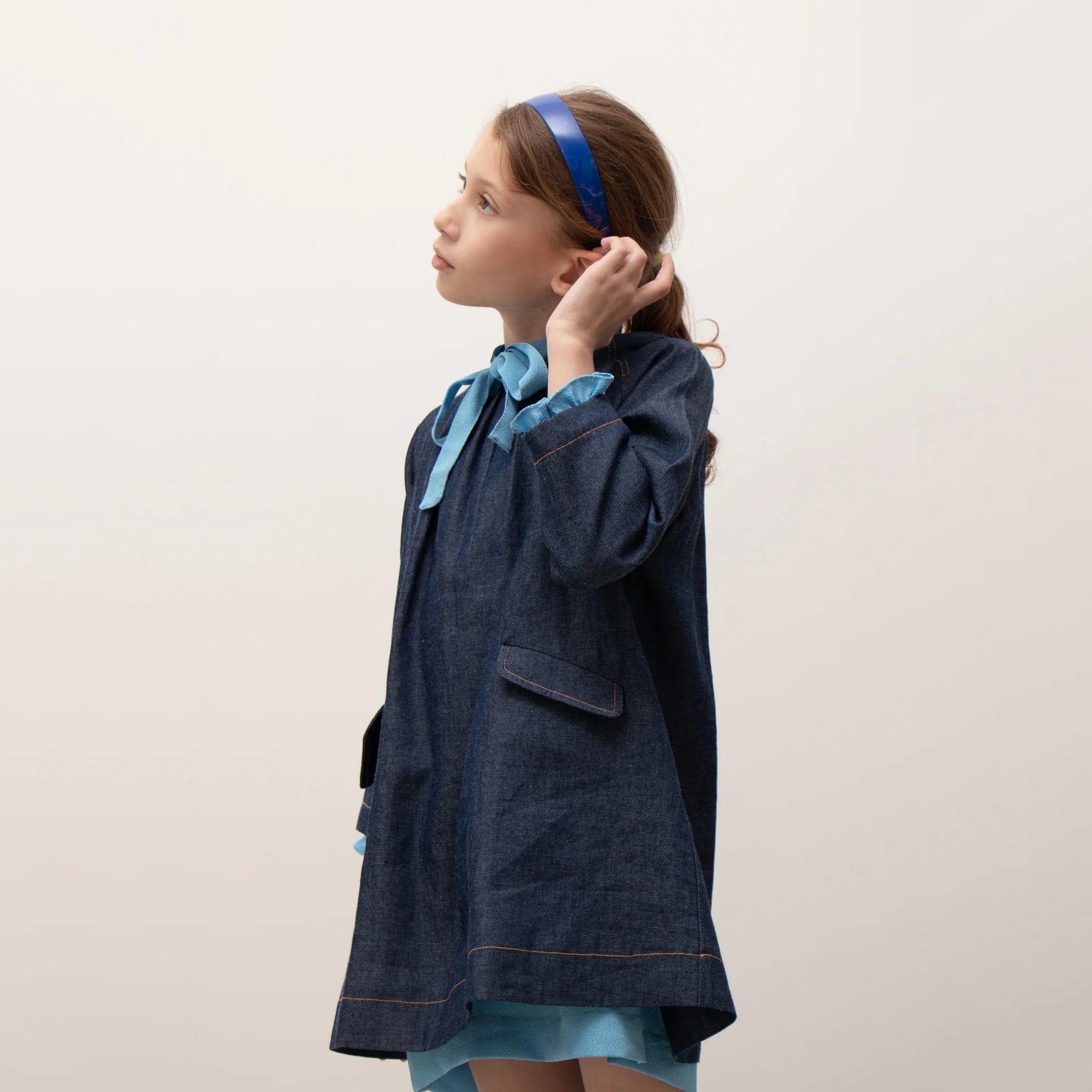 Girls Navy Cotton Dress