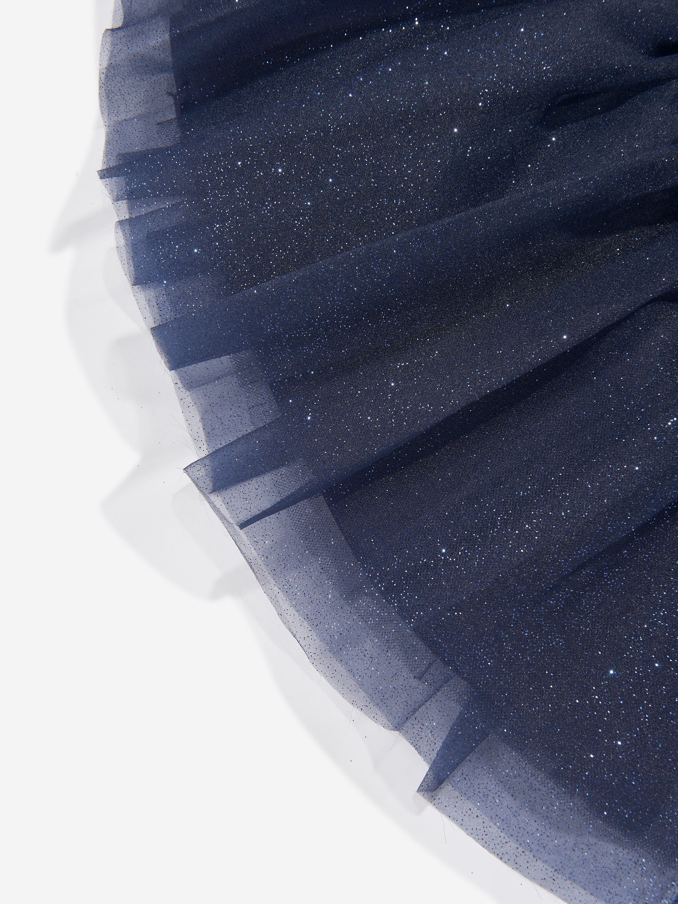 Mama Luma Girls Organza Flower Skirt in Navy