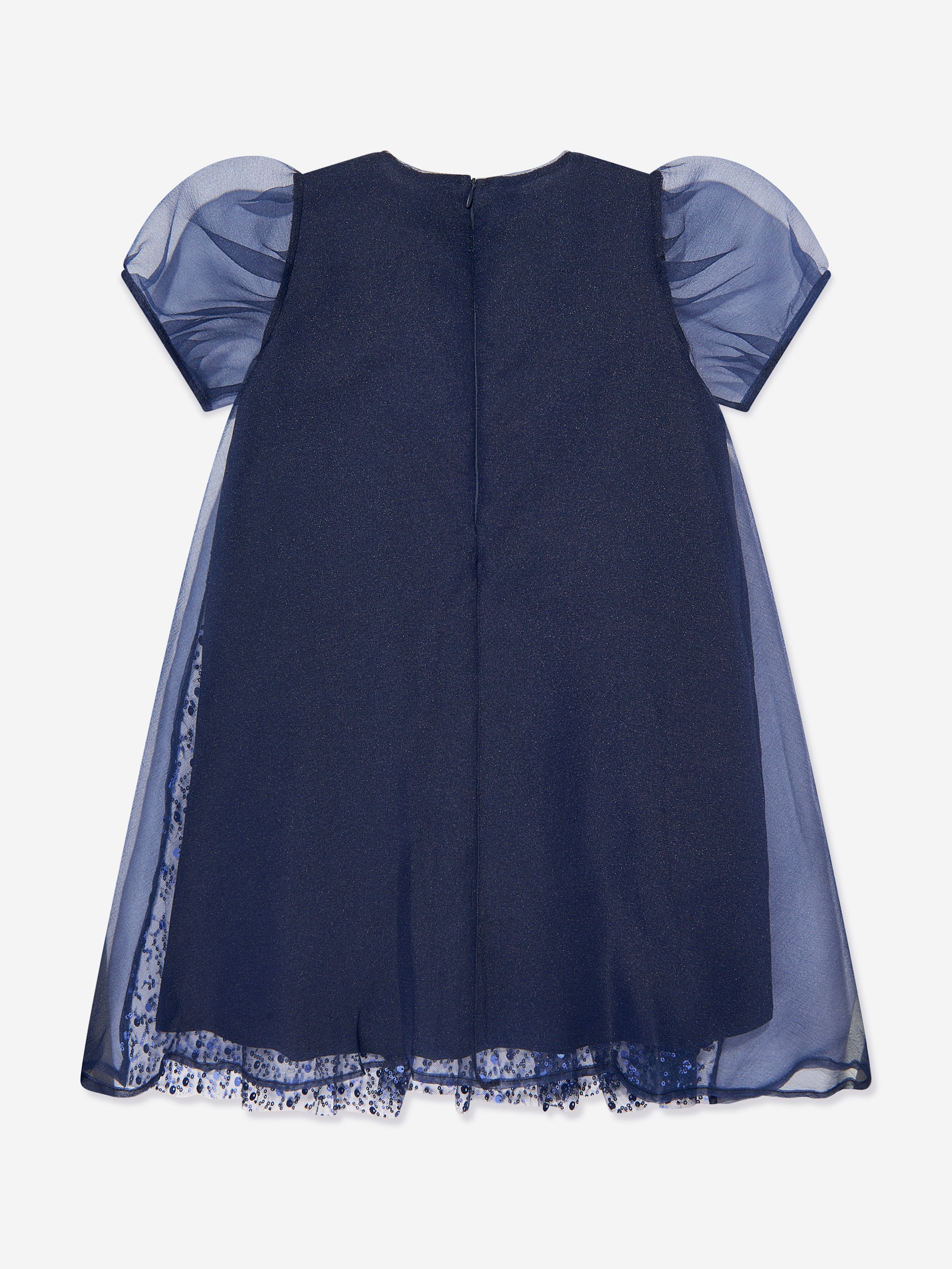 Mama Luma Girls Sequined Soft Tulle Dress in Navy