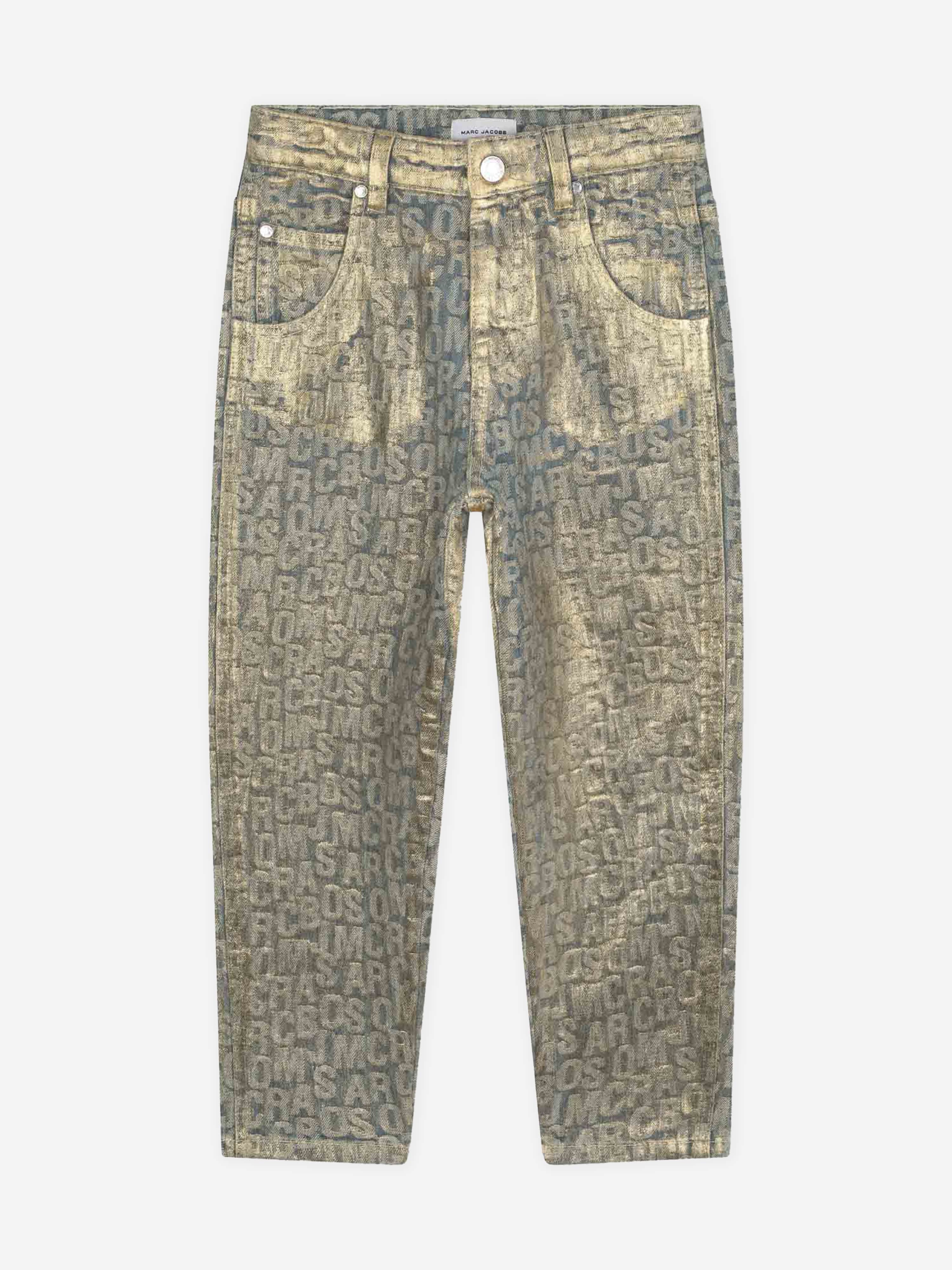 MARC JACOBS Girls Jacquard Logo Jeans in Gold