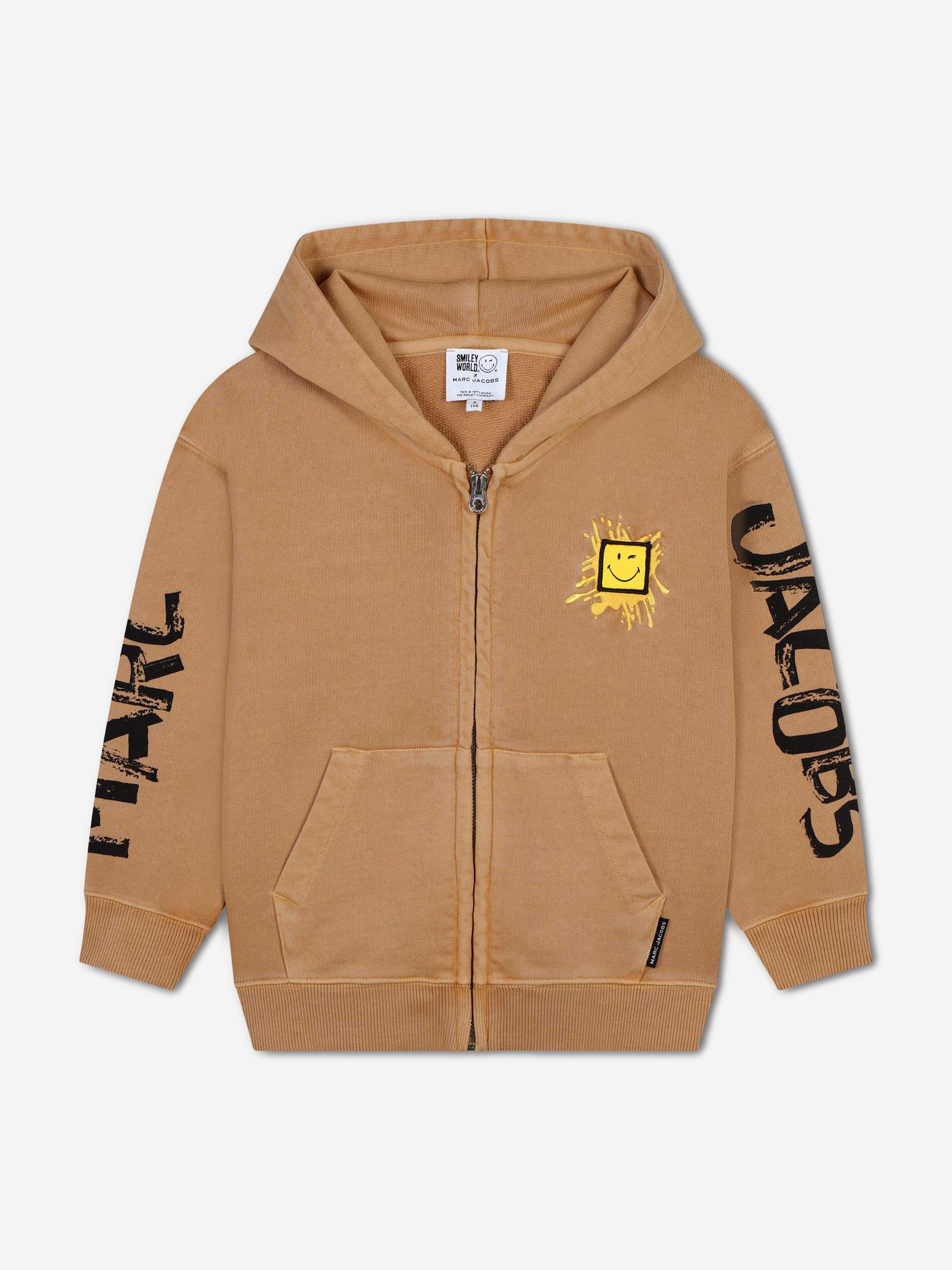 MARC JACOBS Kids Smiley Zip Up Top in Brown