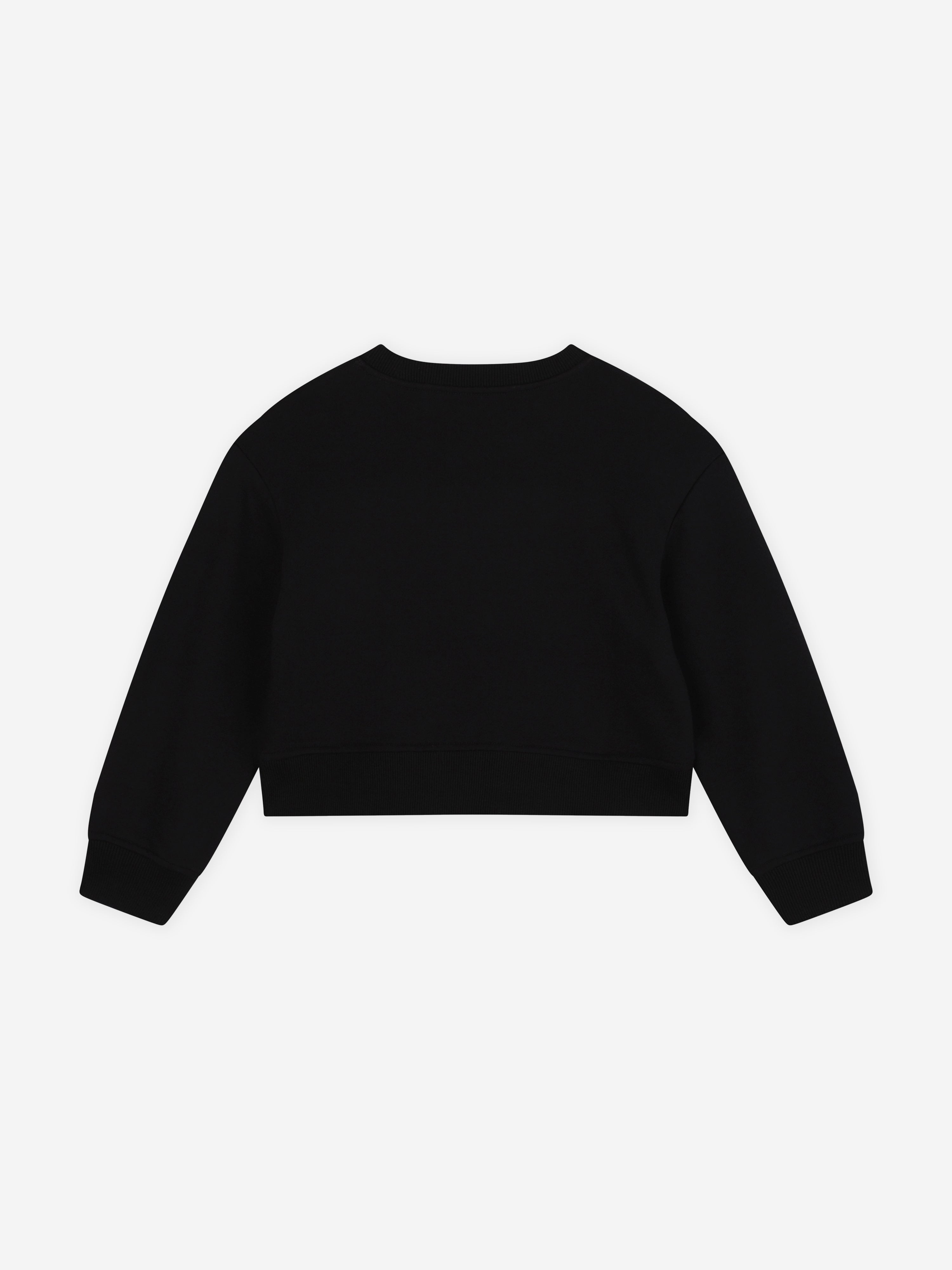 MARC JACOBS Girls Diamante Logo Cropped Sweatshirt in Black