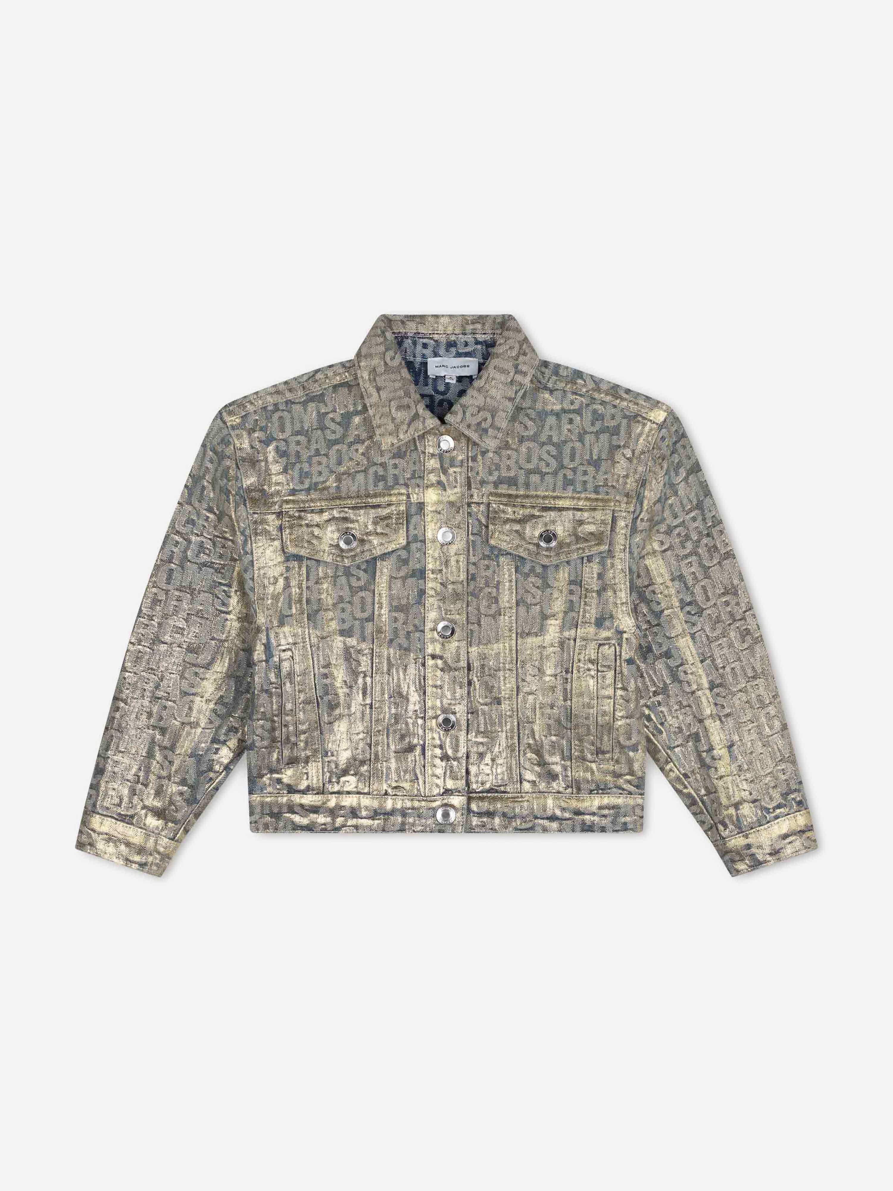MARC JACOBS Girls Metallic Effect Denim Jacket in Gold