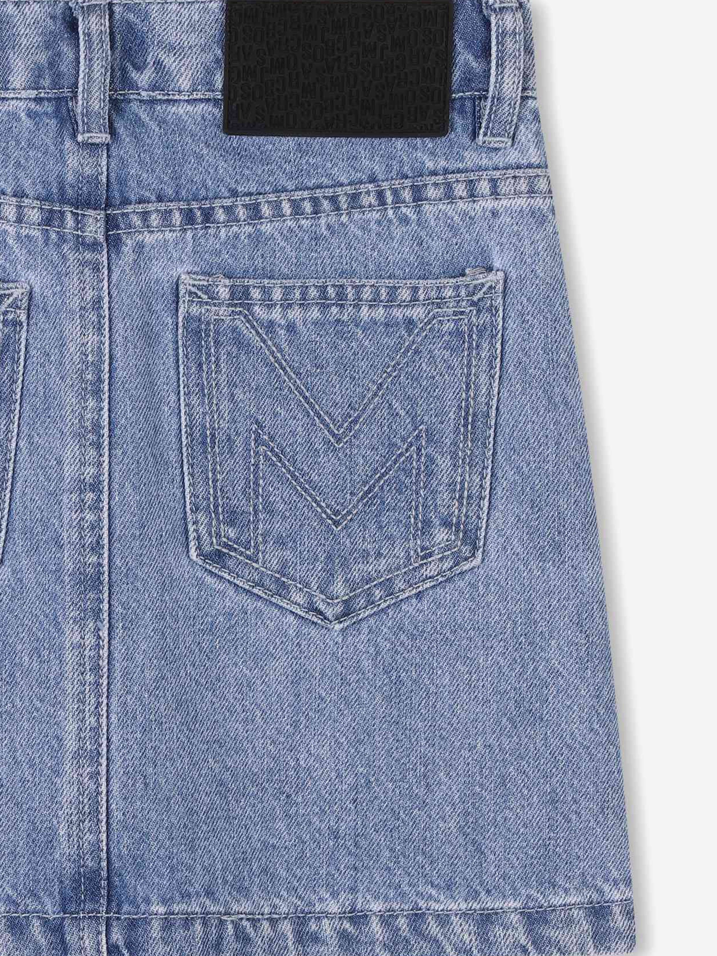 Girls Diamante Denim Skirt in Blue