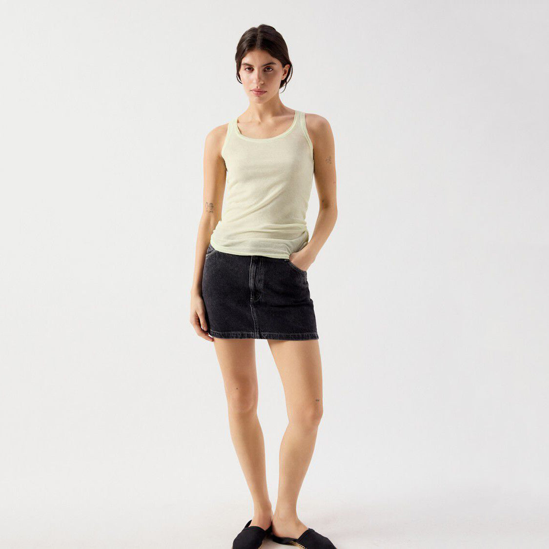Women Light Yellow Cotton Vest