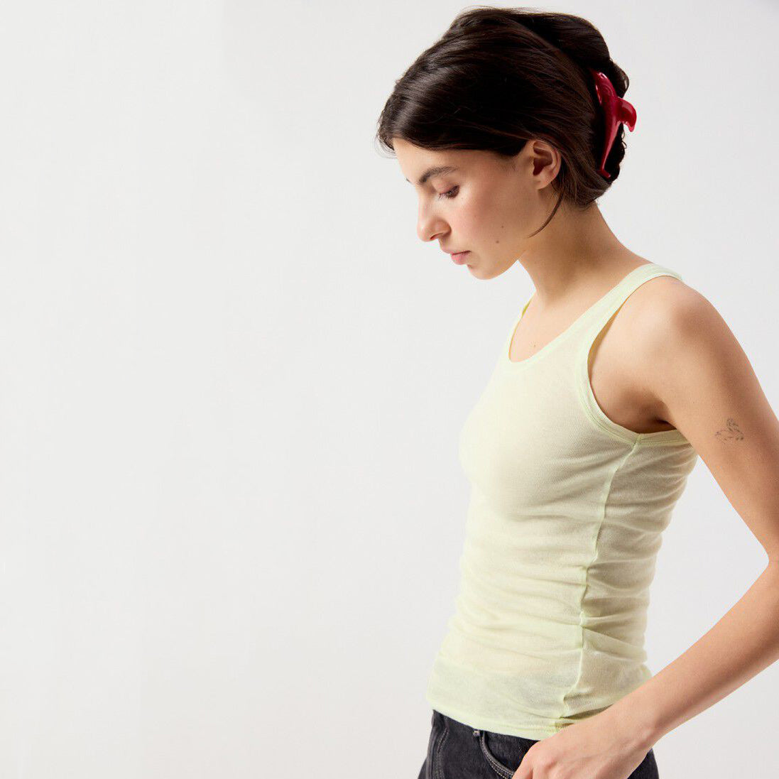 Women Light Yellow Cotton Vest