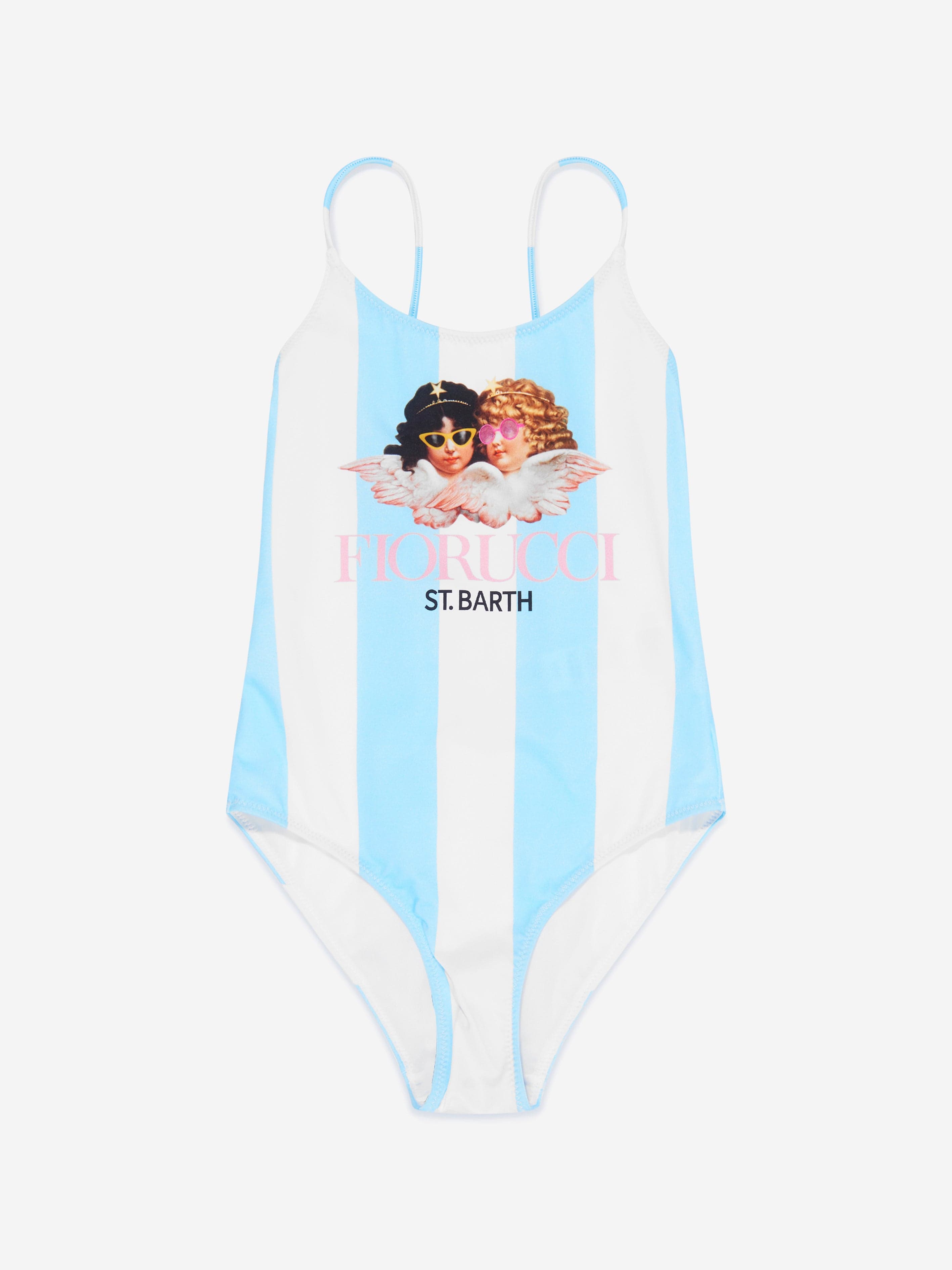 MC2 Saint Barth Girls Fiorucci Angels Striped Swimsuit in Multicolour