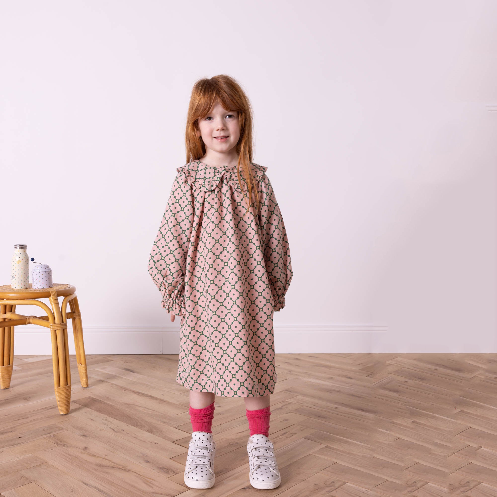 Girls Pink Flower Cotton Dress