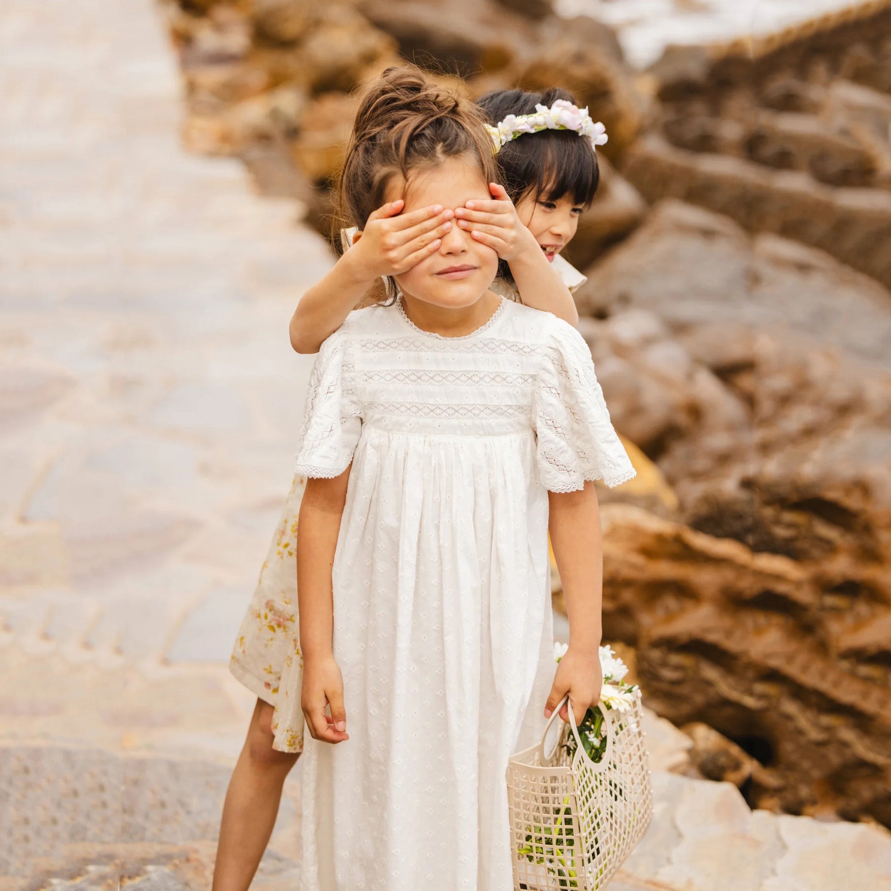 Girls White Cotton Dress