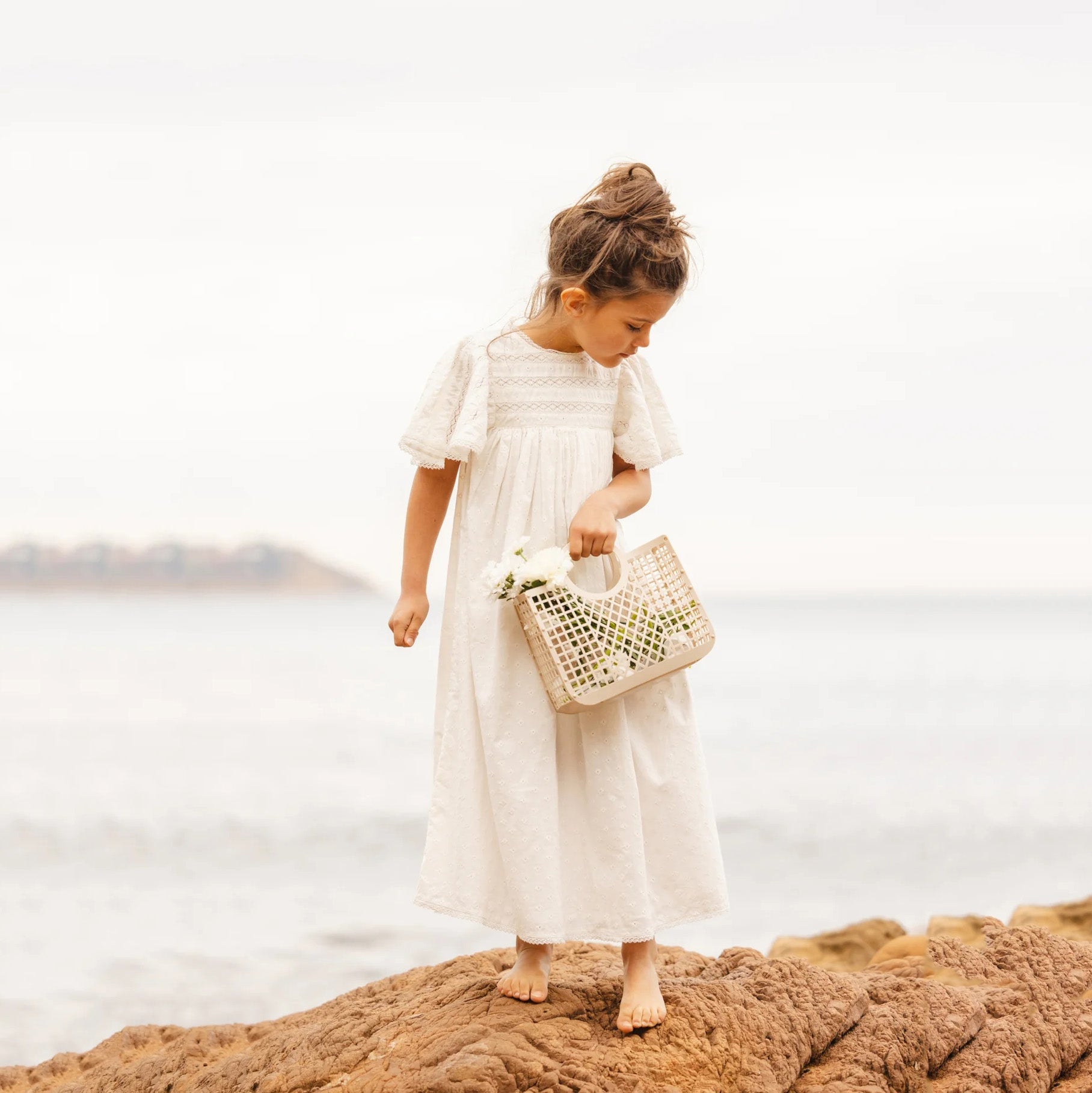 Girls White Cotton Dress