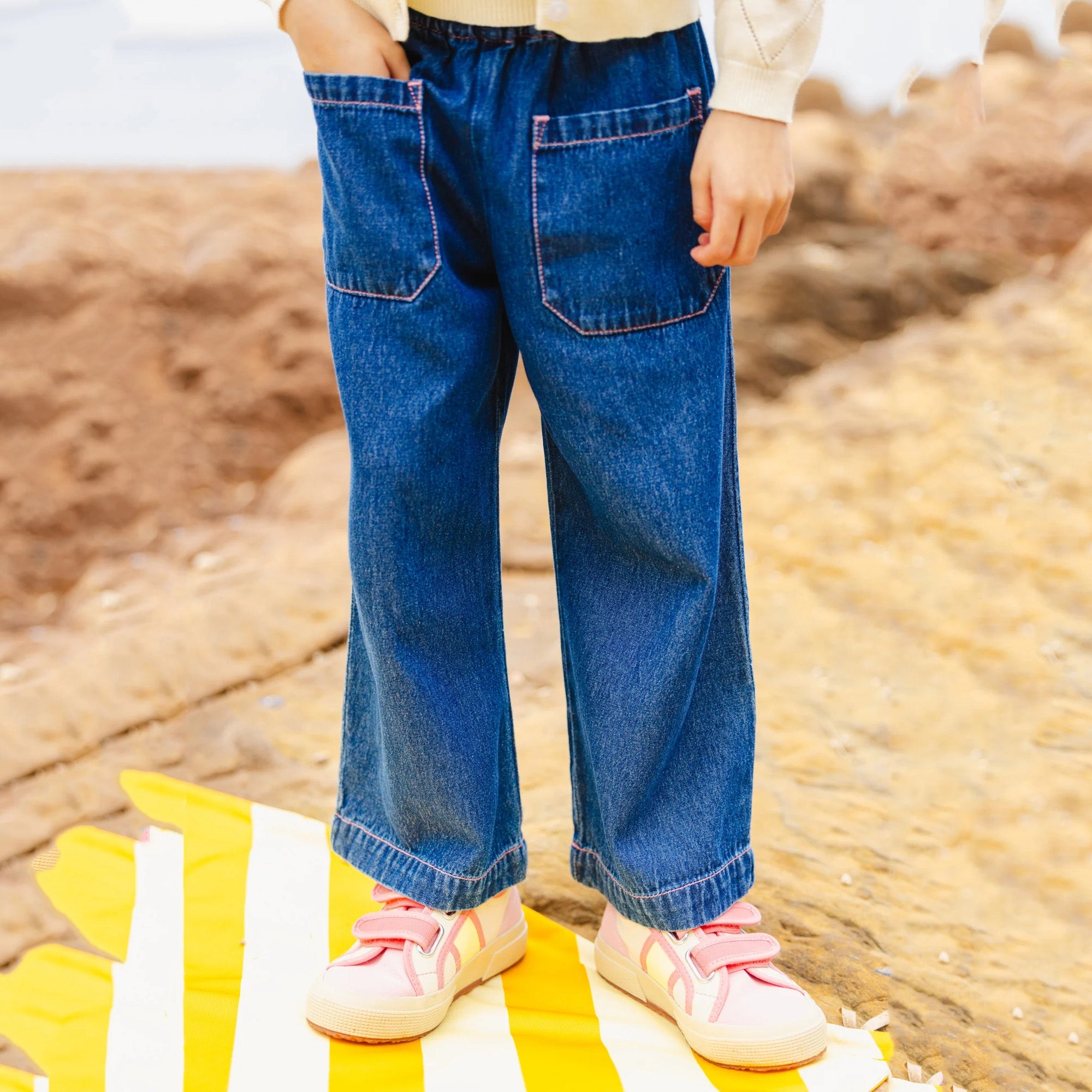Girls Dark Blue Denim Trousers