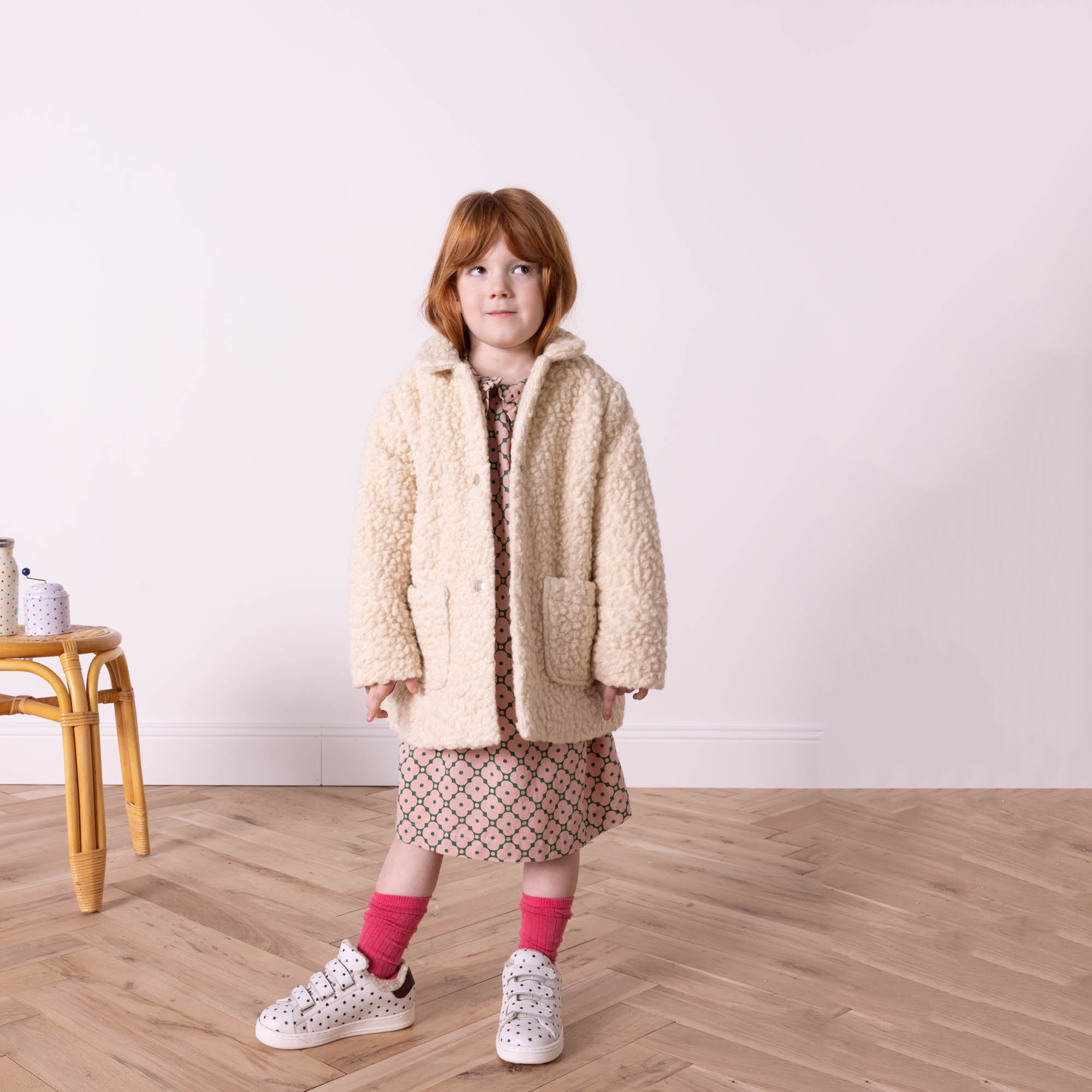 Girls White Wool Coat