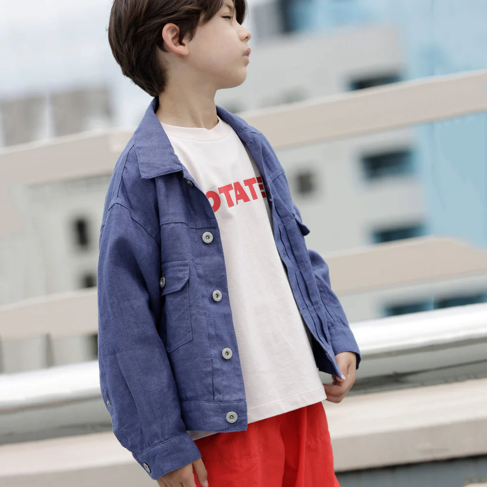 Boys & Girls Blue Purple Linen Jacket