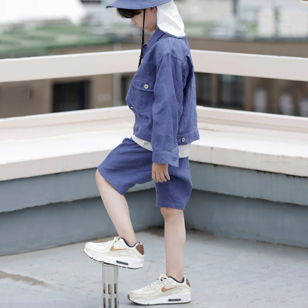Boys & Girls Blue Purple Linen Jacket