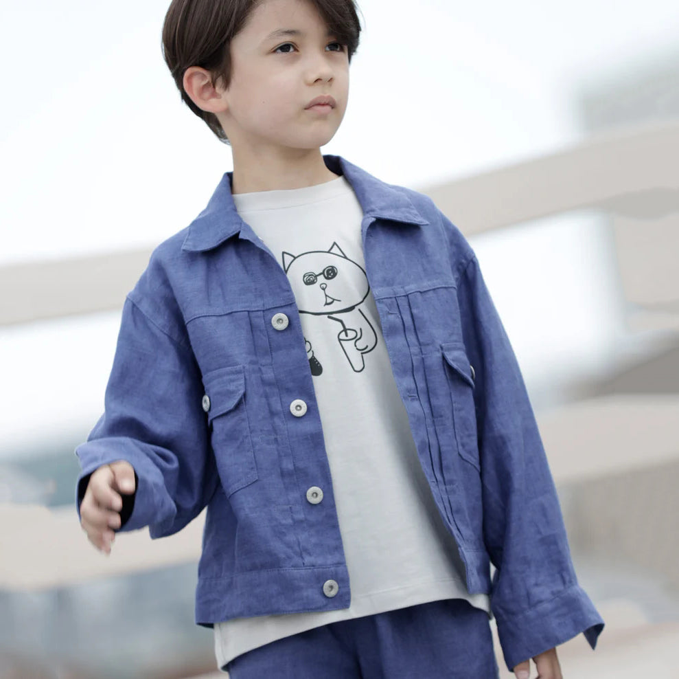 Boys & Girls Blue Purple Linen Jacket