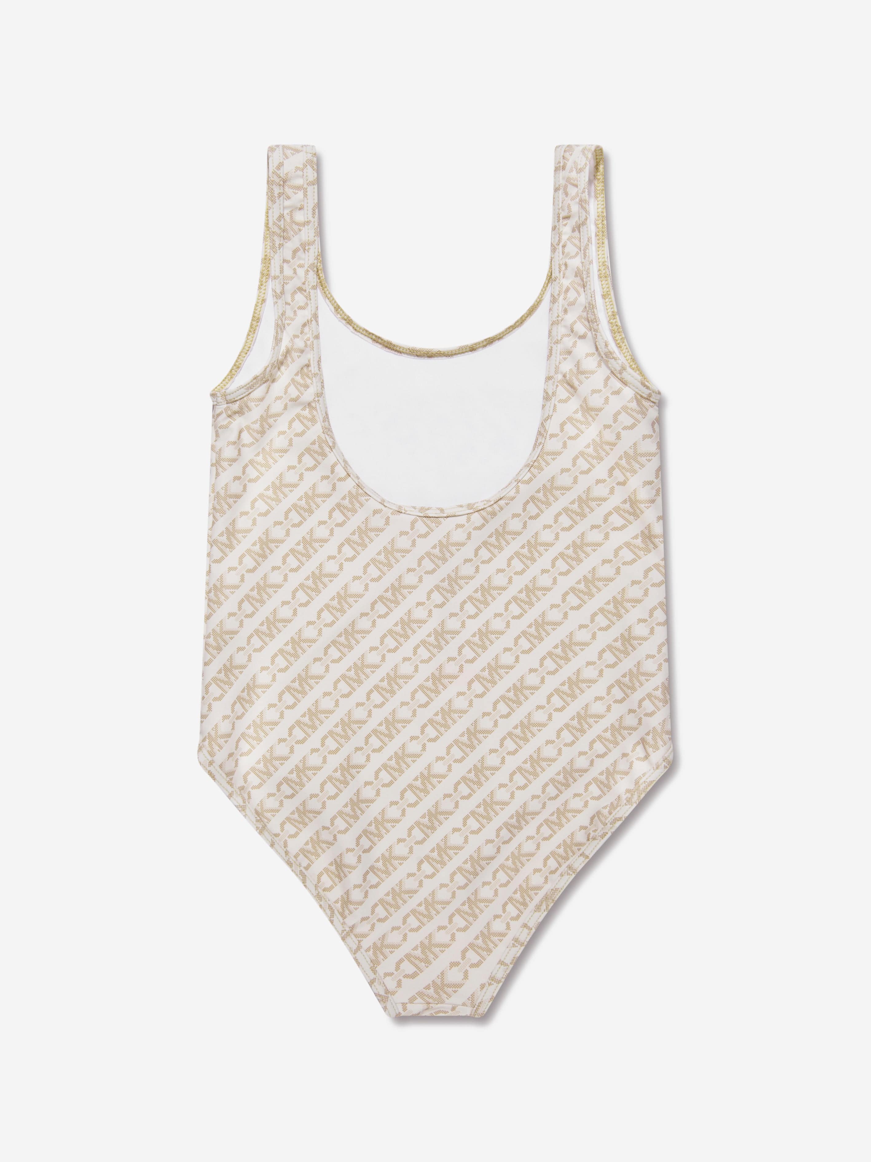 Michael Kors Girls Logo Swimsuit in Ivory