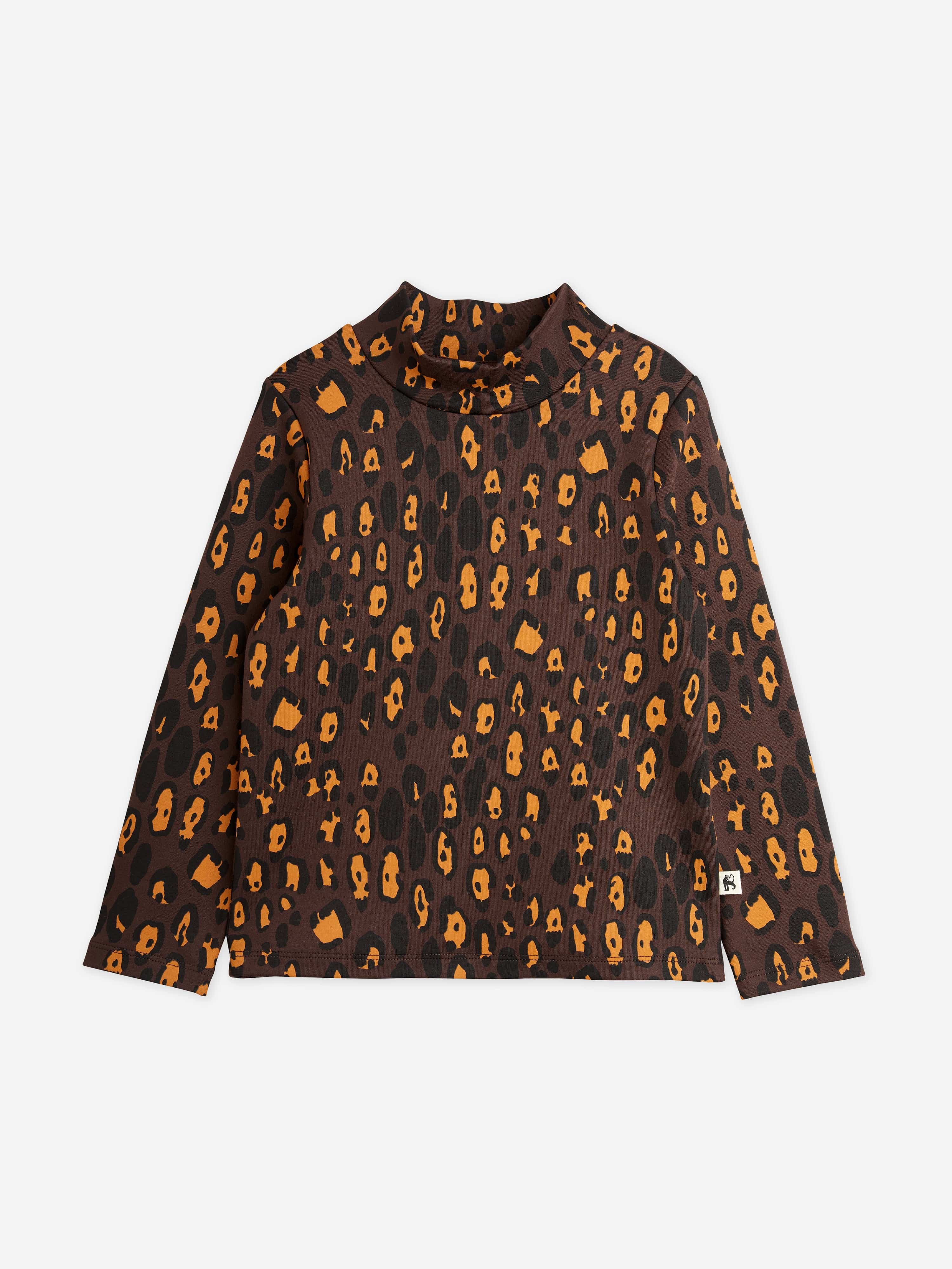 Mini Rodini Girls Leopard Long Sleeve T-Shirt in Brown