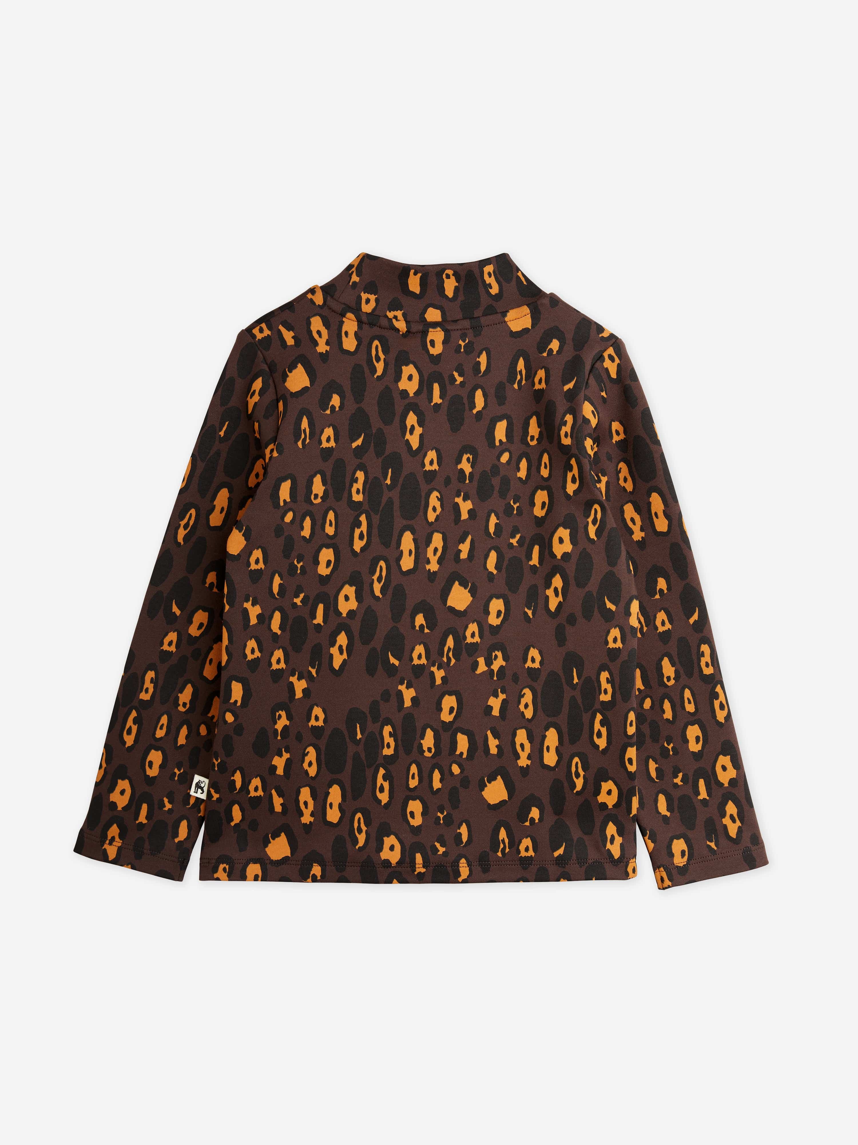 Mini Rodini Girls Leopard Long Sleeve T-Shirt in Brown