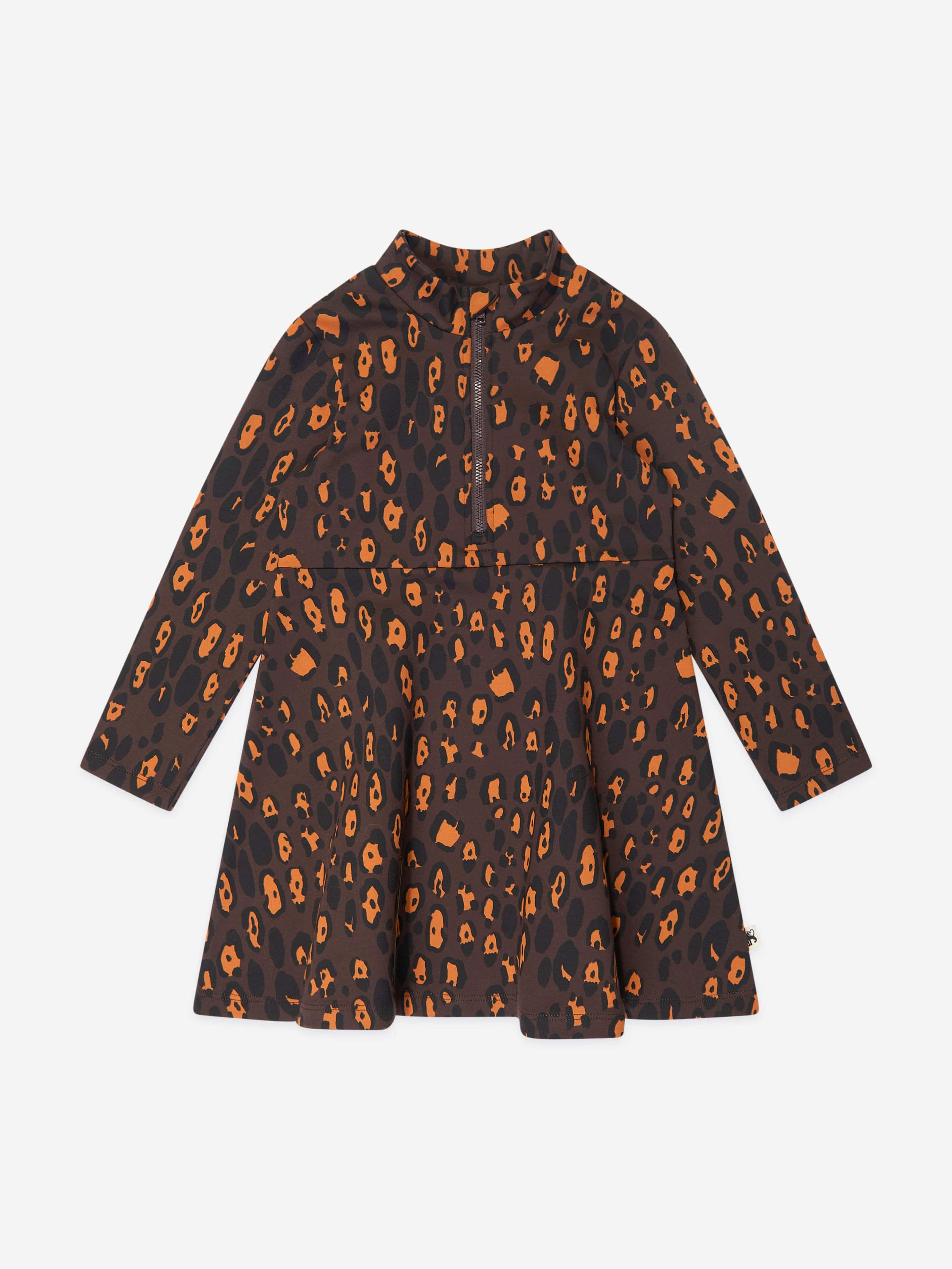 Mini Rodini Girls Leopard Print Dress in Brown