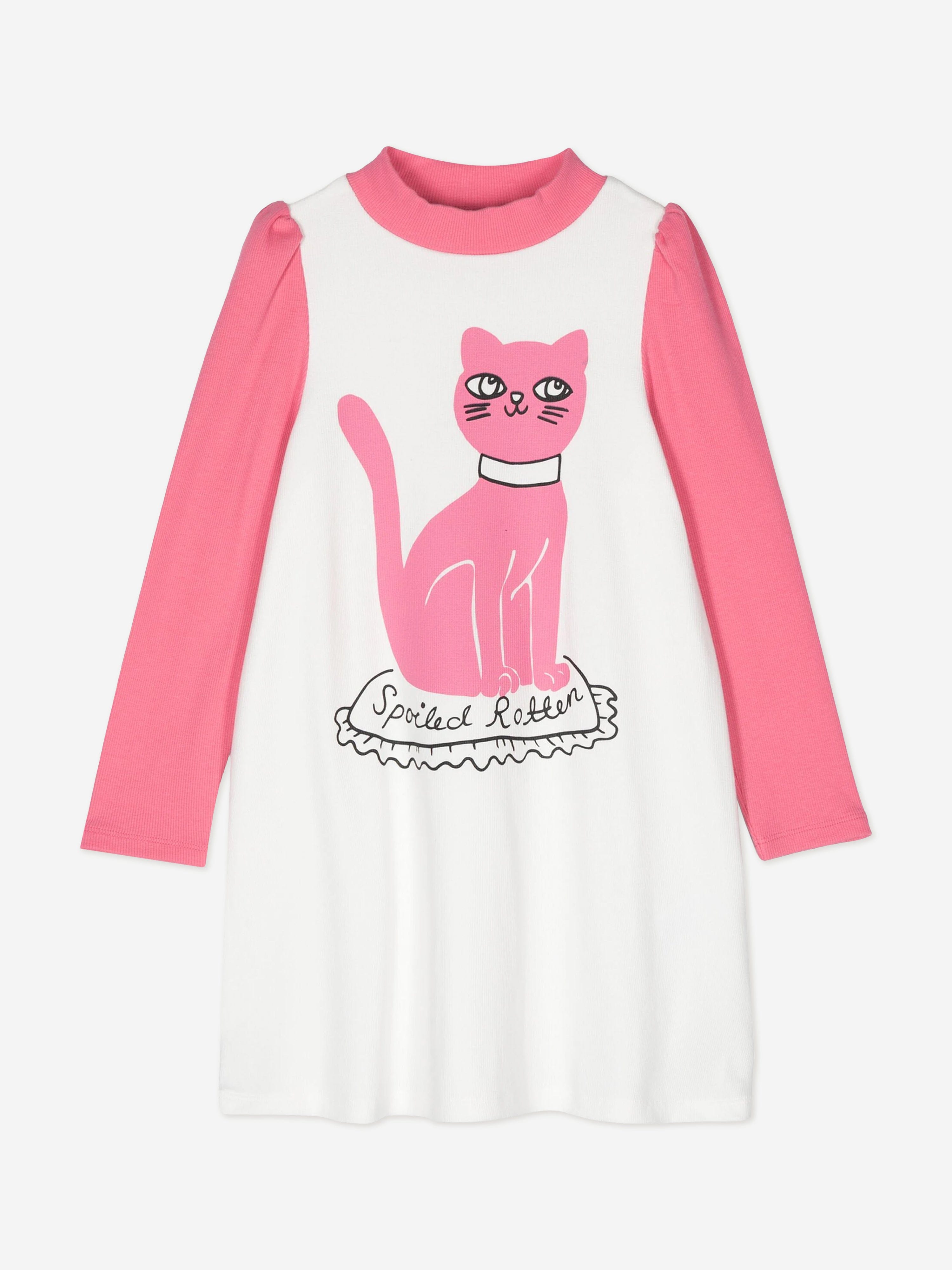 Mini Rodini Girls Cat Dress in White