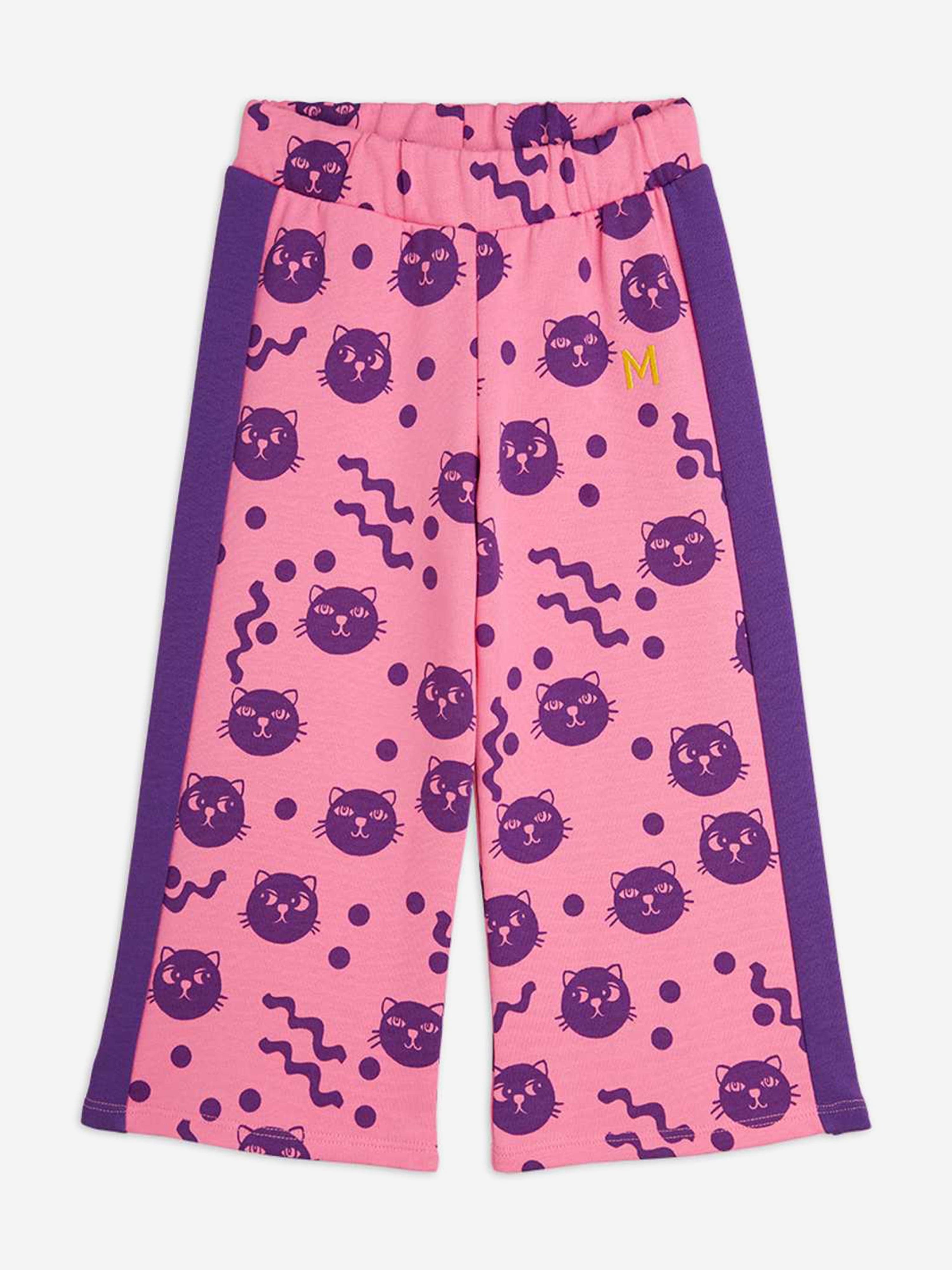Girls Squiggly Cats AOP joggers in Pink