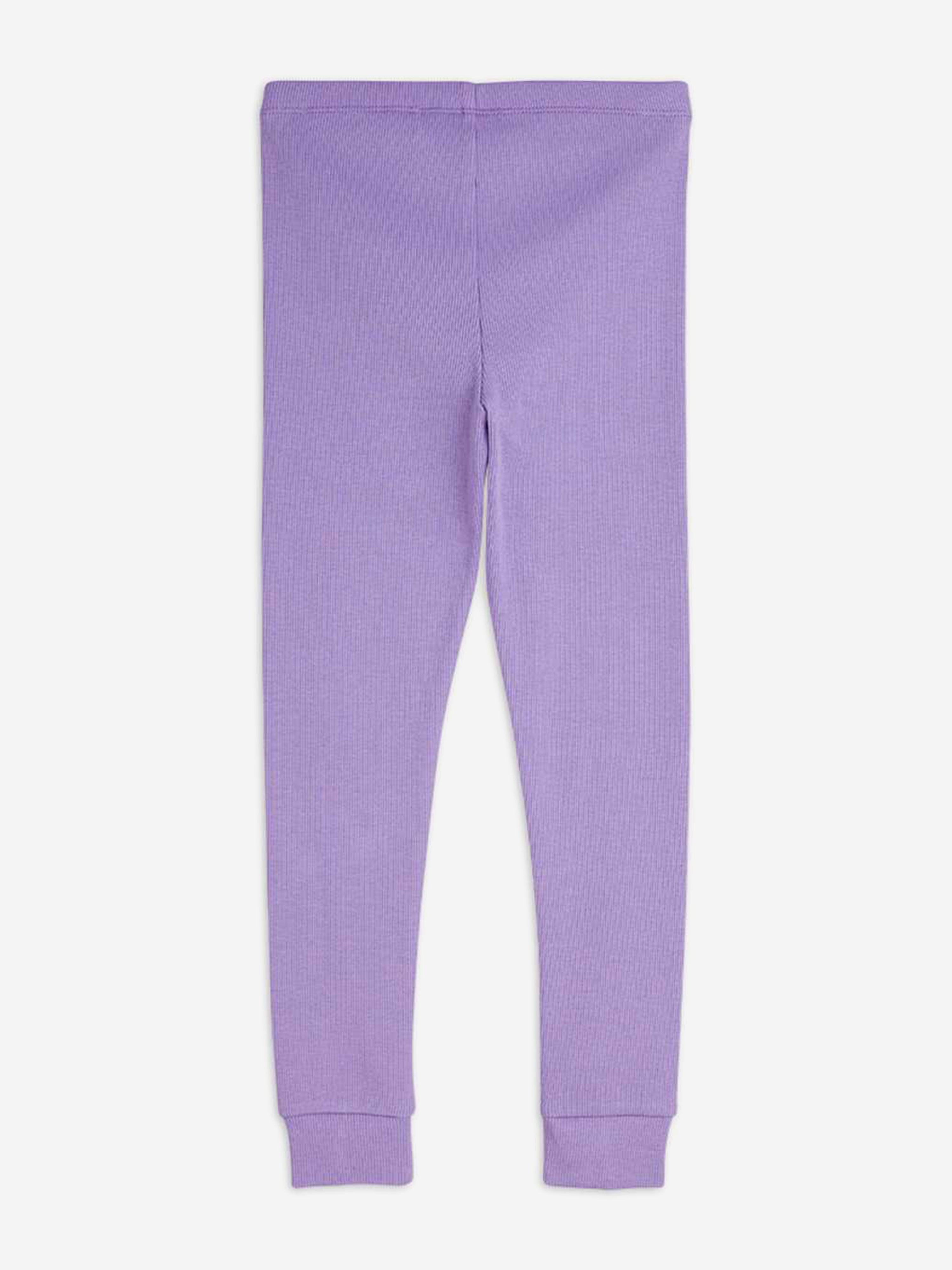 Girls Solid Rib Leggings in Purple