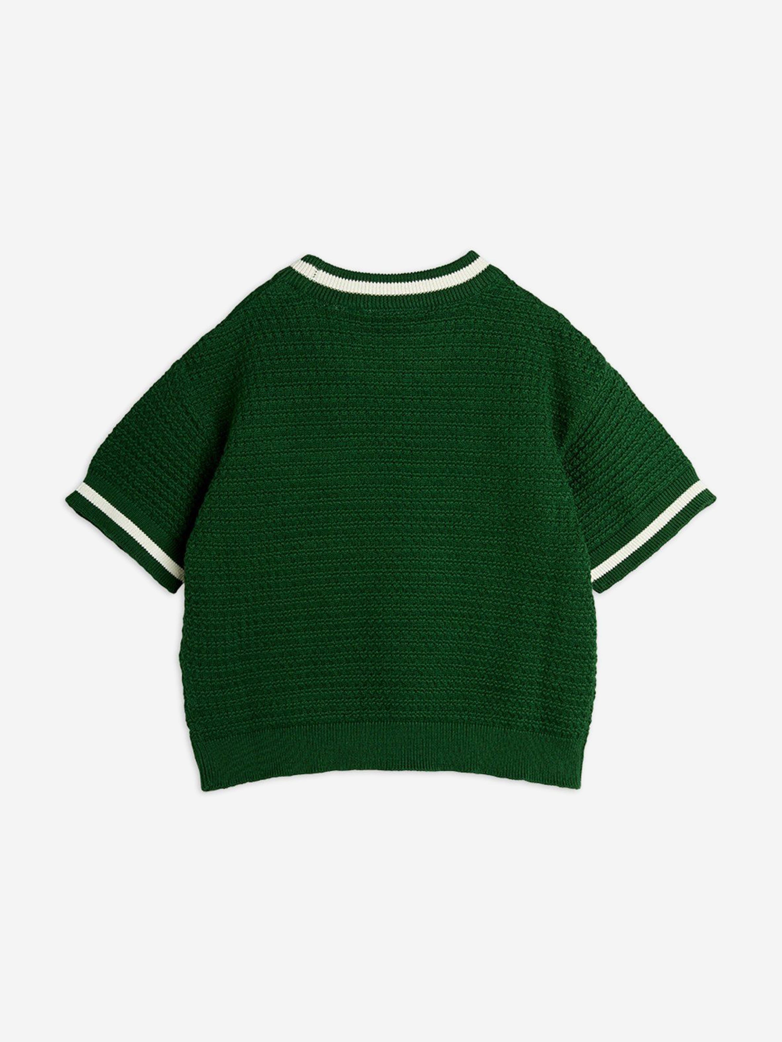 Kids Lizard Patch Crochet Knit T-Shirt in Green