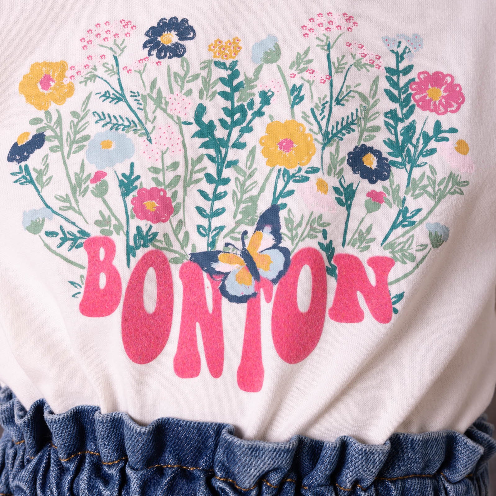 Girls White Printed Cotton T-Shirt