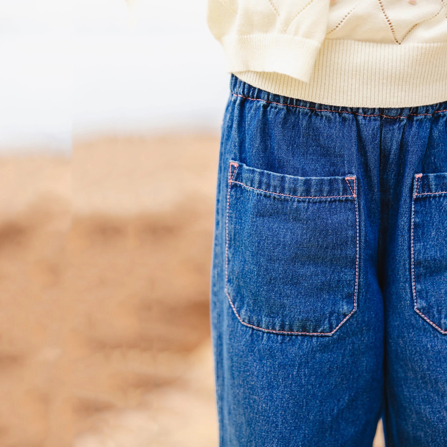 Girls Dark Blue Denim Trousers