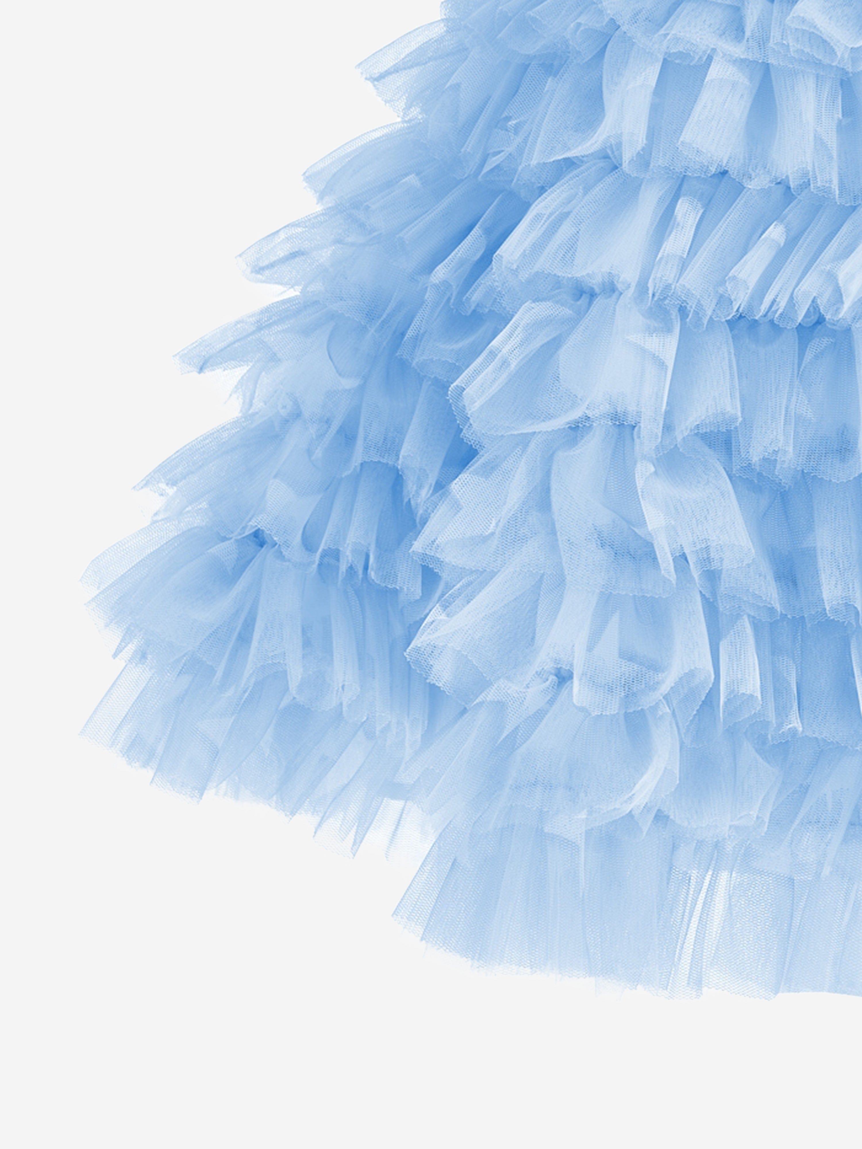 Monnalisa Girls Tulle Star Dress in Blue